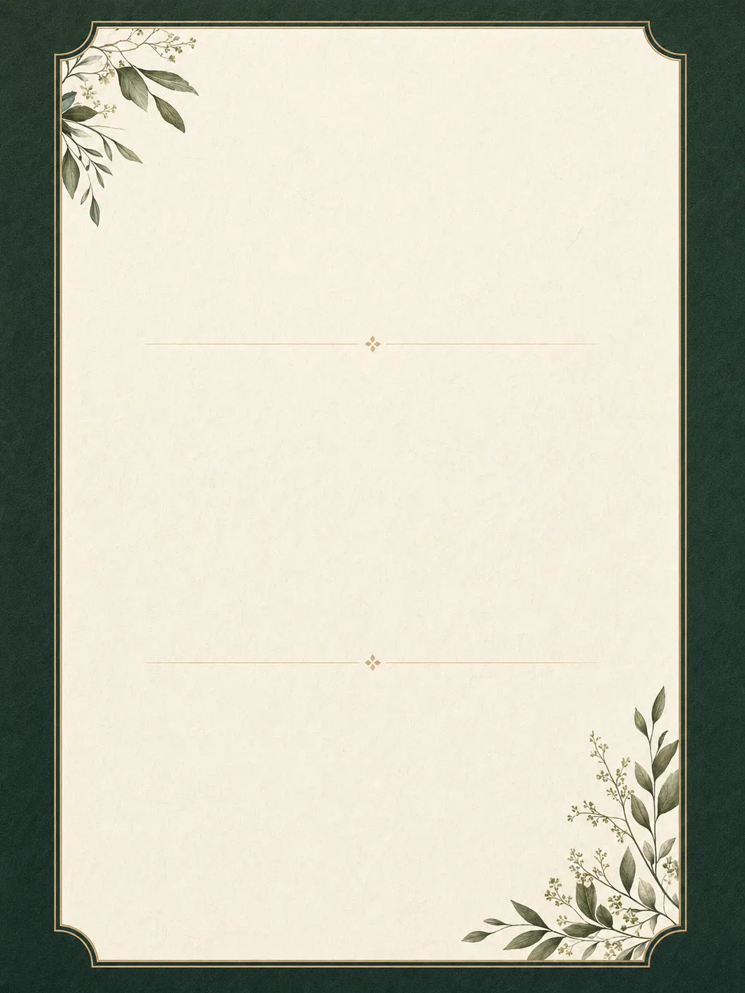 Carte décorative ivoire et botanique