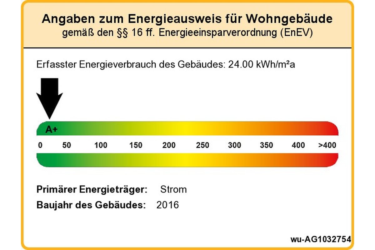 Energieausweis A+ – 24 kWh/m²a, Baujahr 2016