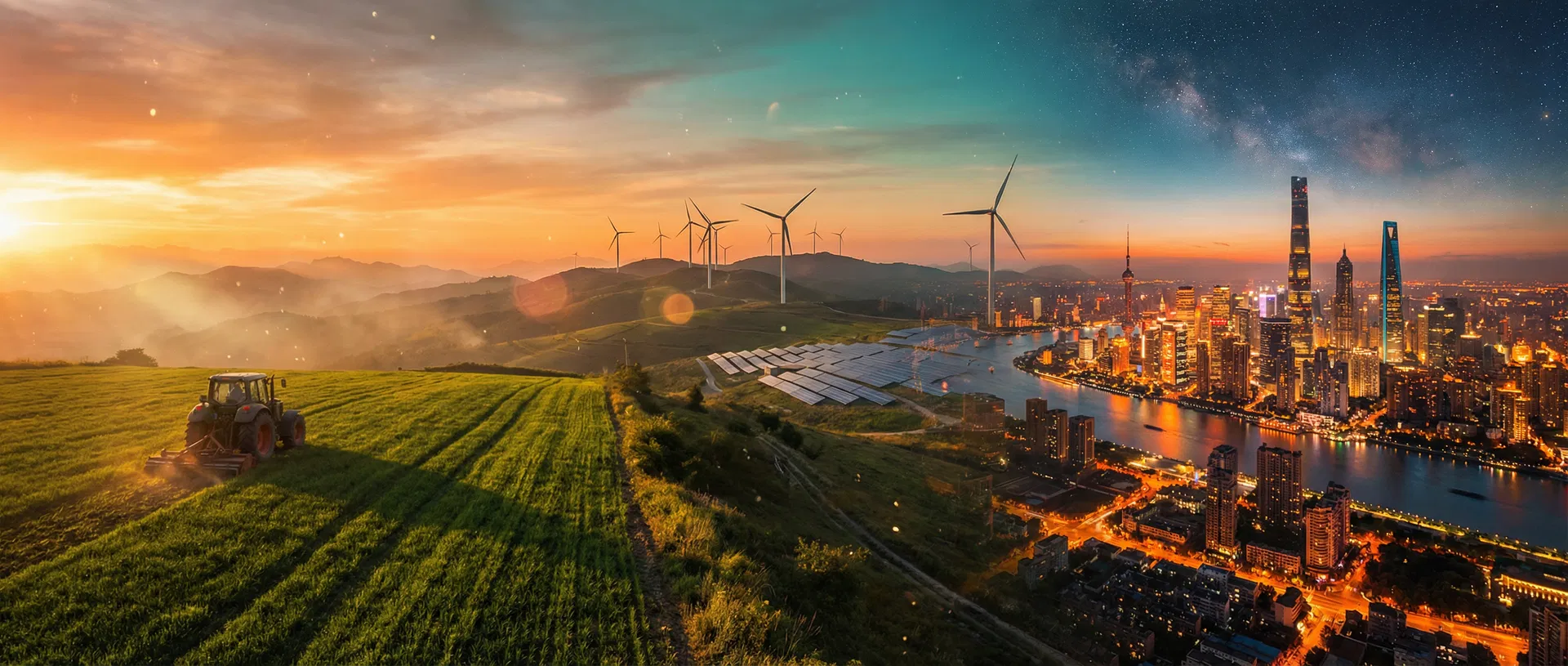 The Future of the World — panoramic view of agriculture, energy and cities