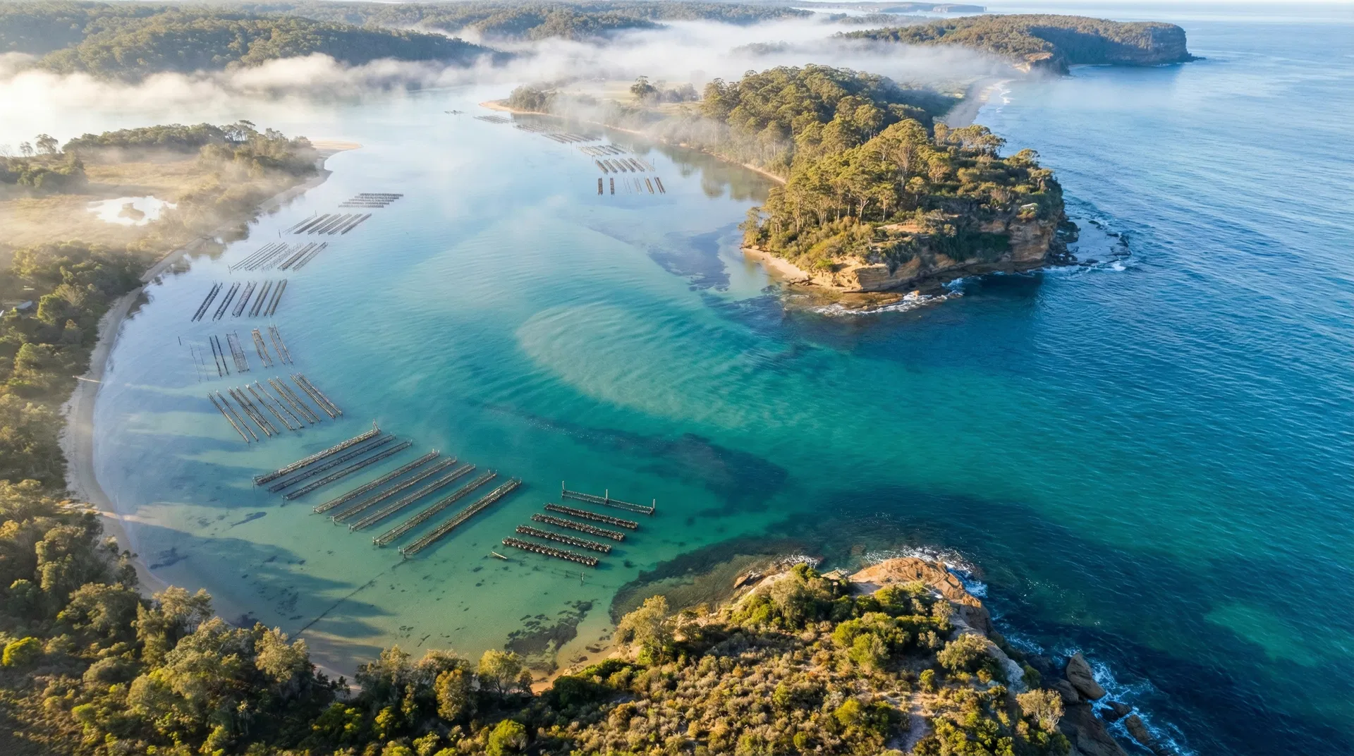 NSW estuary with oyster leases