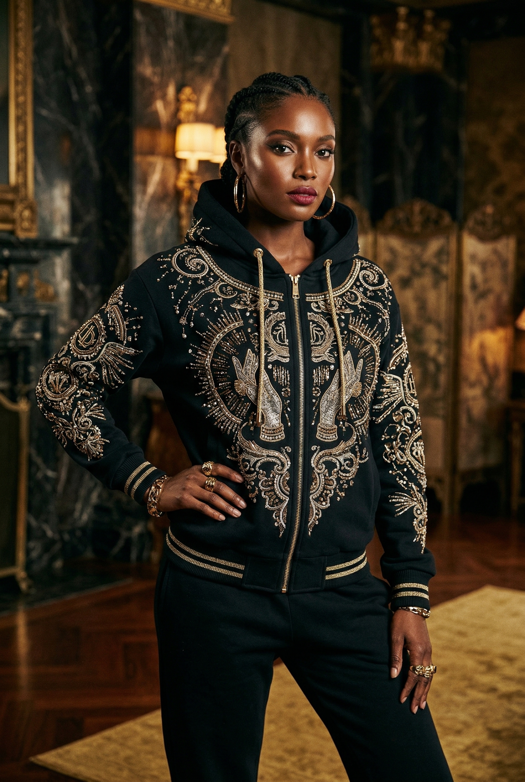 Embellished Statement Hoodie