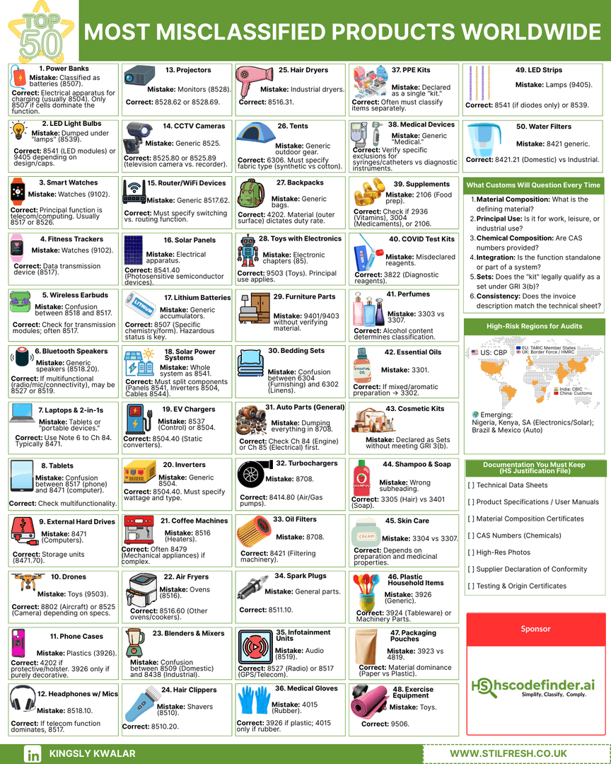 Top 50 Most Misclassified Products Worldwide