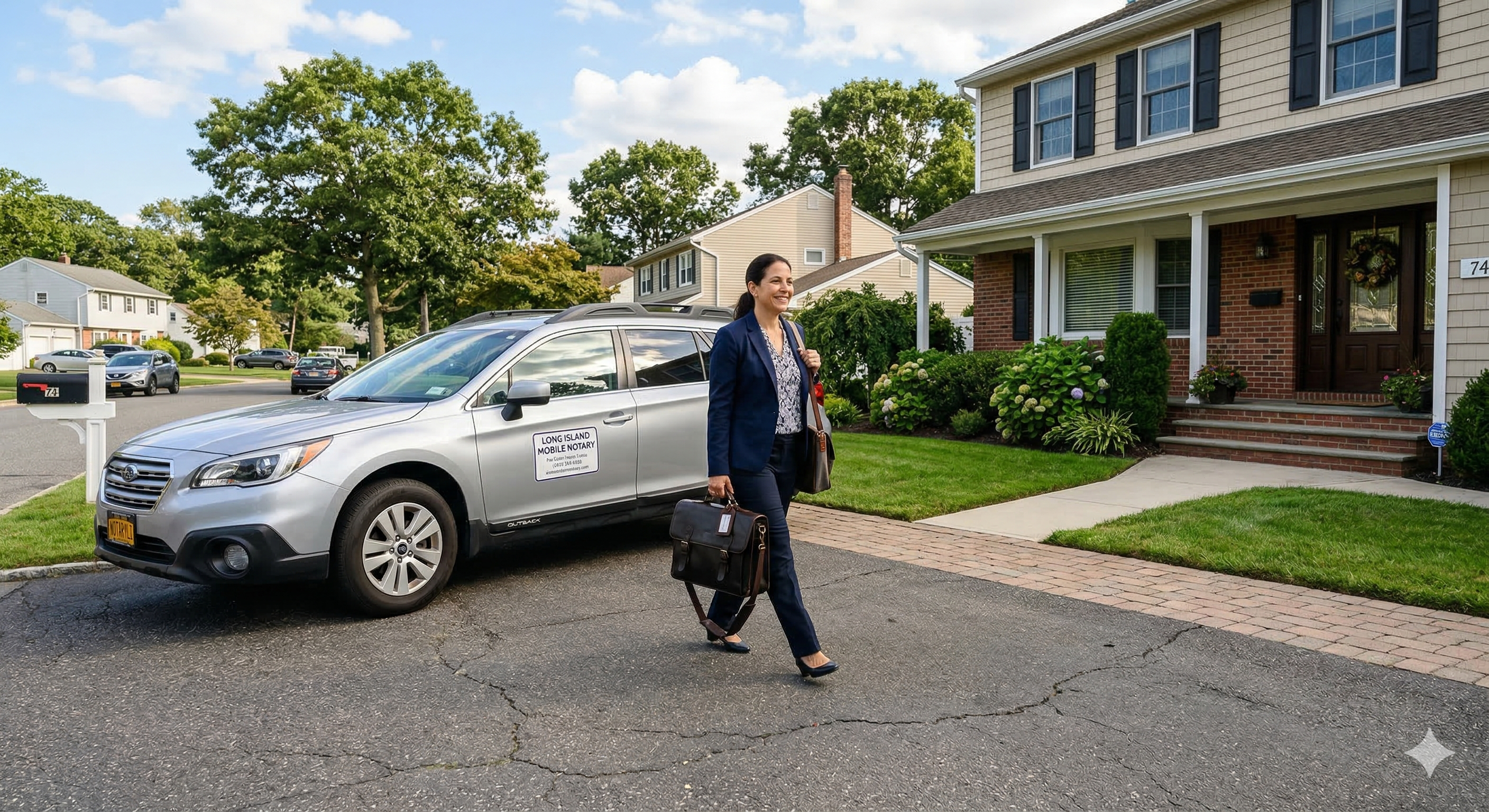Mobile notary arriving at home in Long Island for same-day service