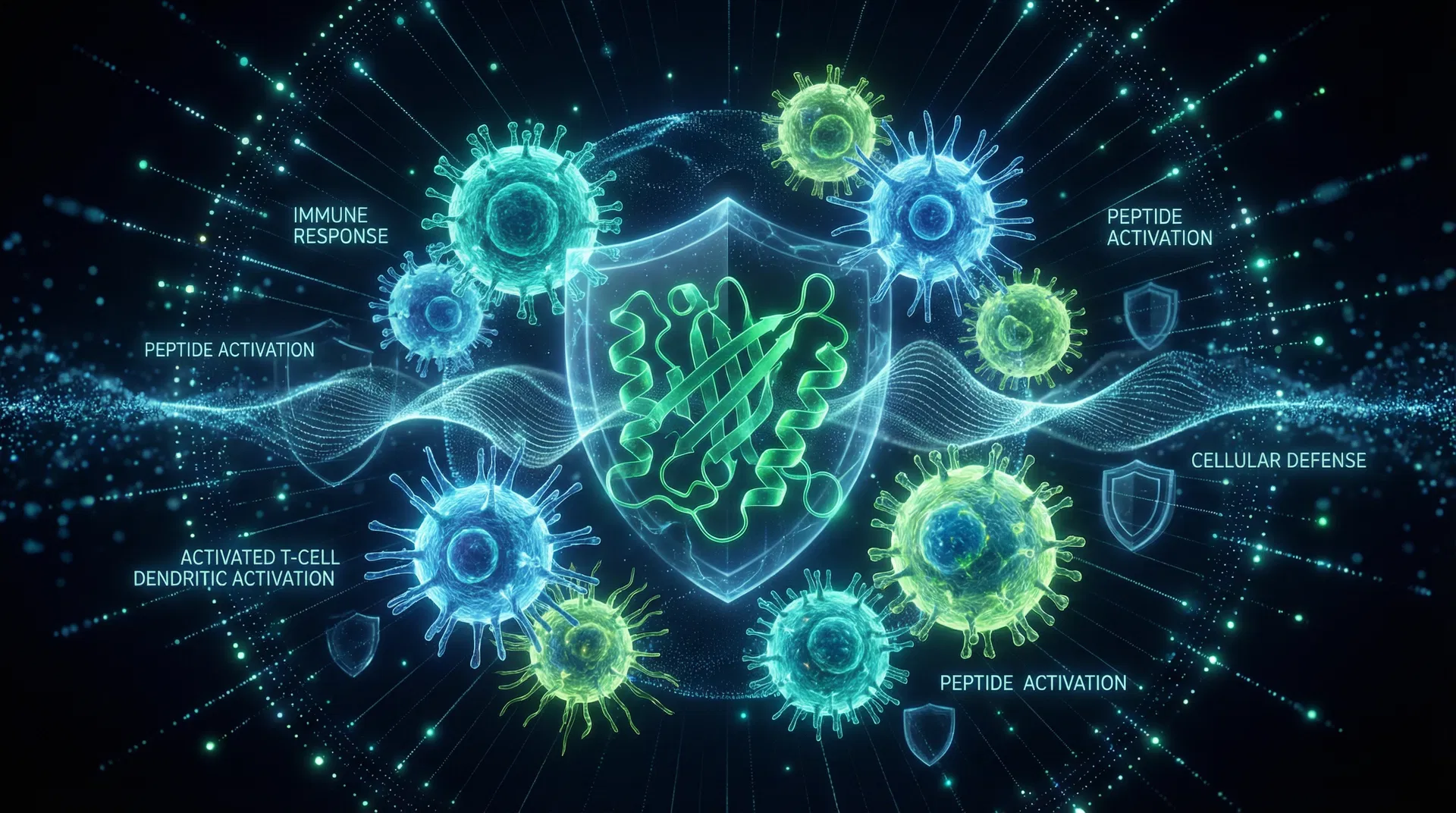 Thymosin Alpha-1 immune peptide activating T-cells and dendritic cells with shield motif