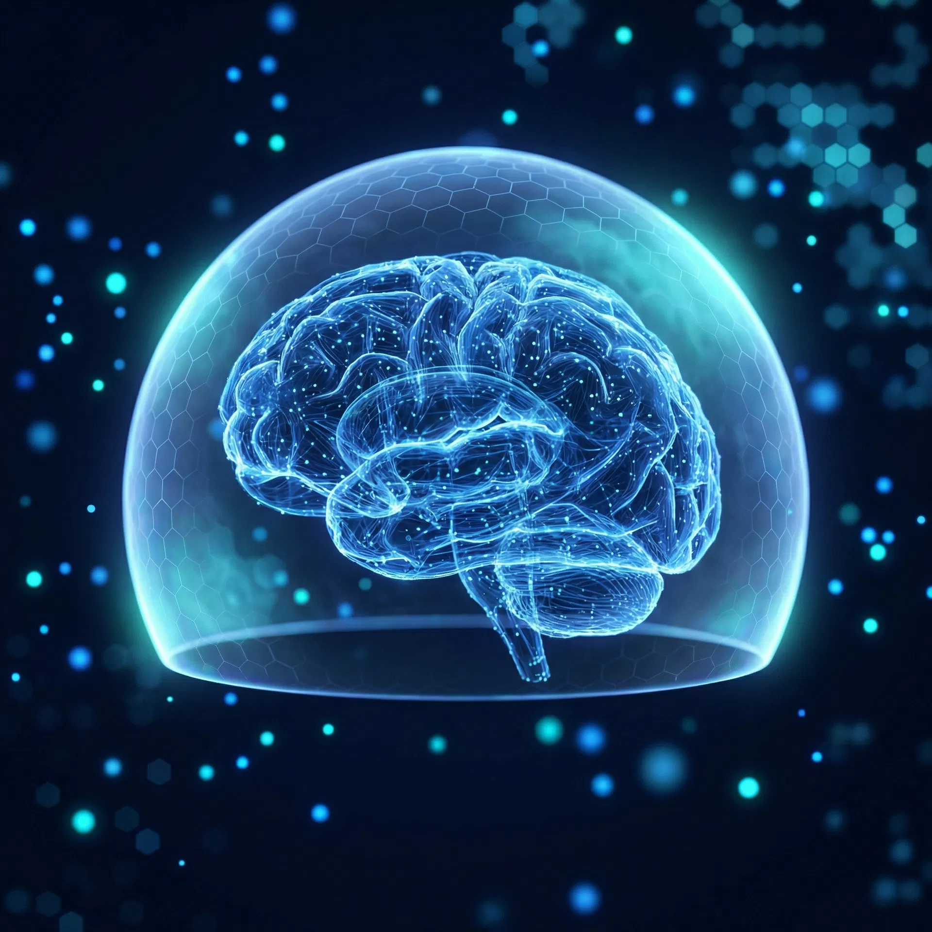 Cognitive Security – Gehirn mit digitalem Schutzschild