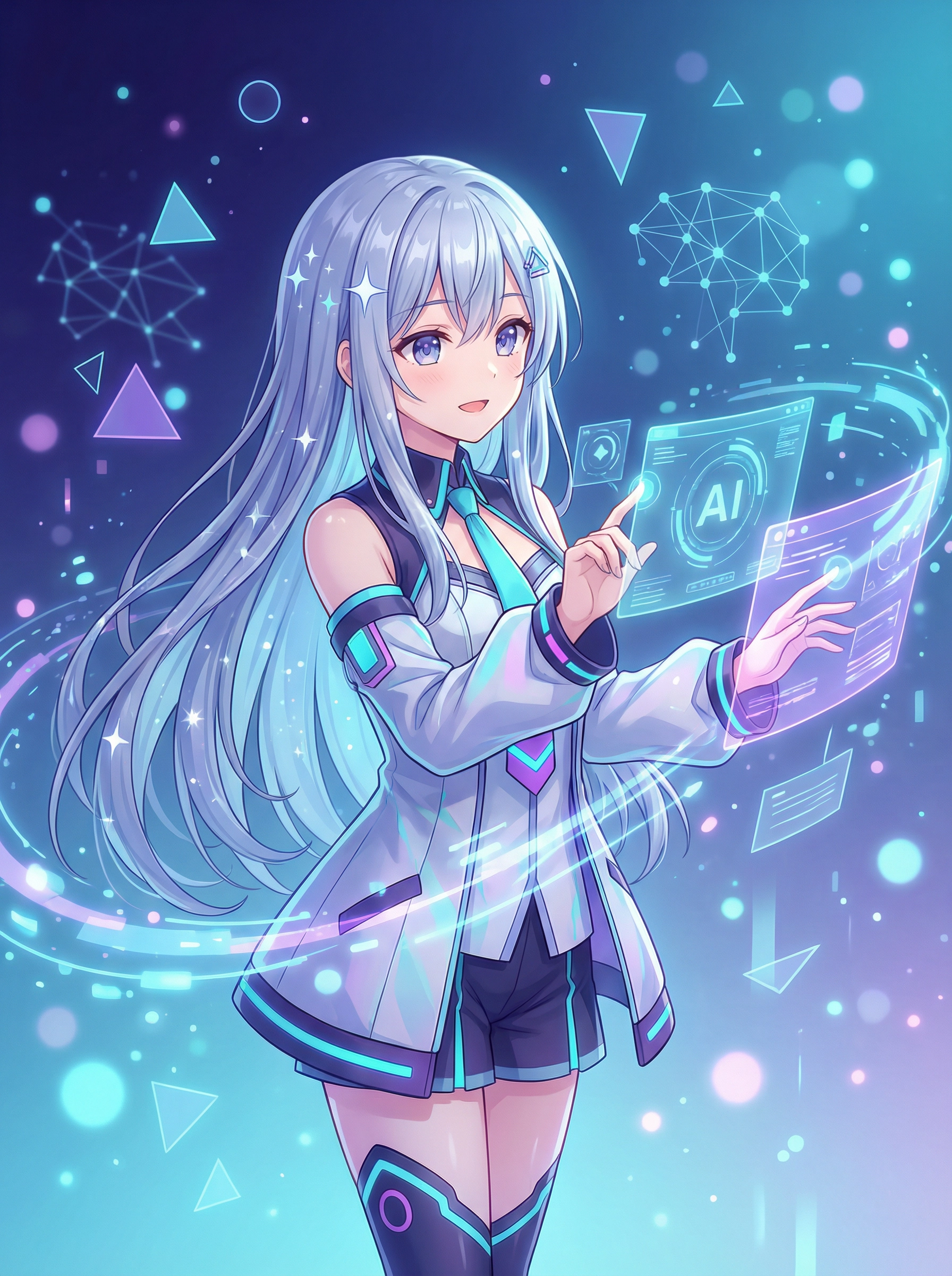 Anime girl exploring AI world