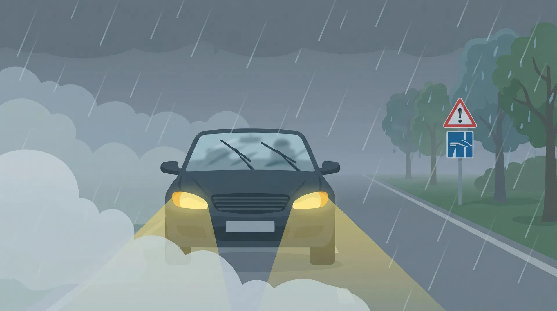Illustration : Vous roulez sur autoroute et la visibilité est inférieure à