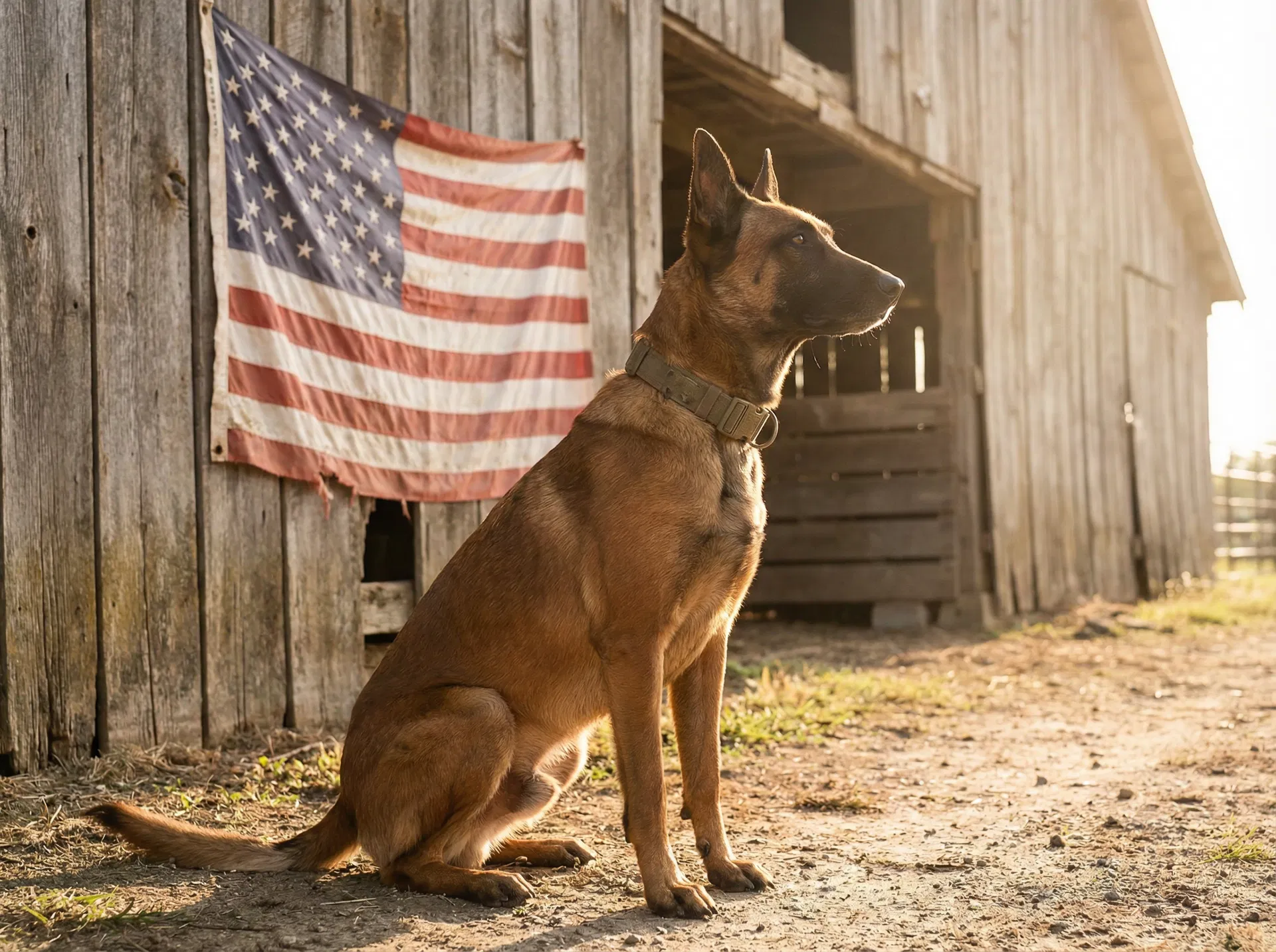 Malinois with American flag