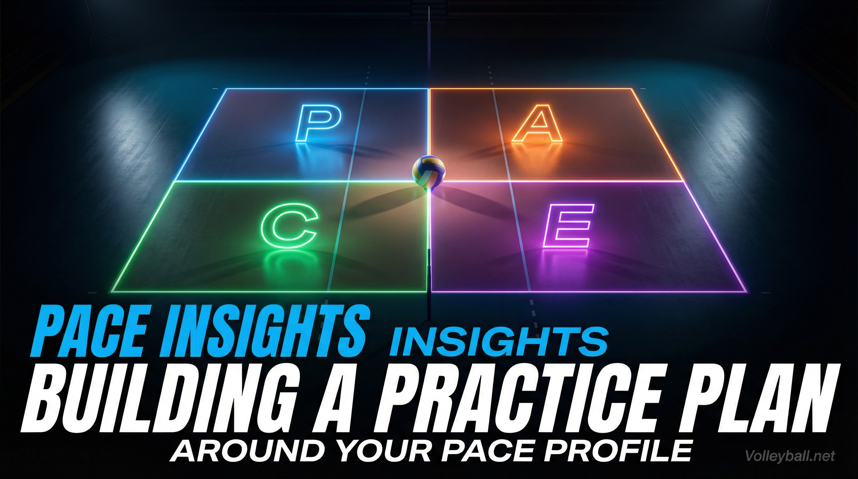 Overhead view of volleyball coach pointing at rotation diagram with players seated around — tactical coaching