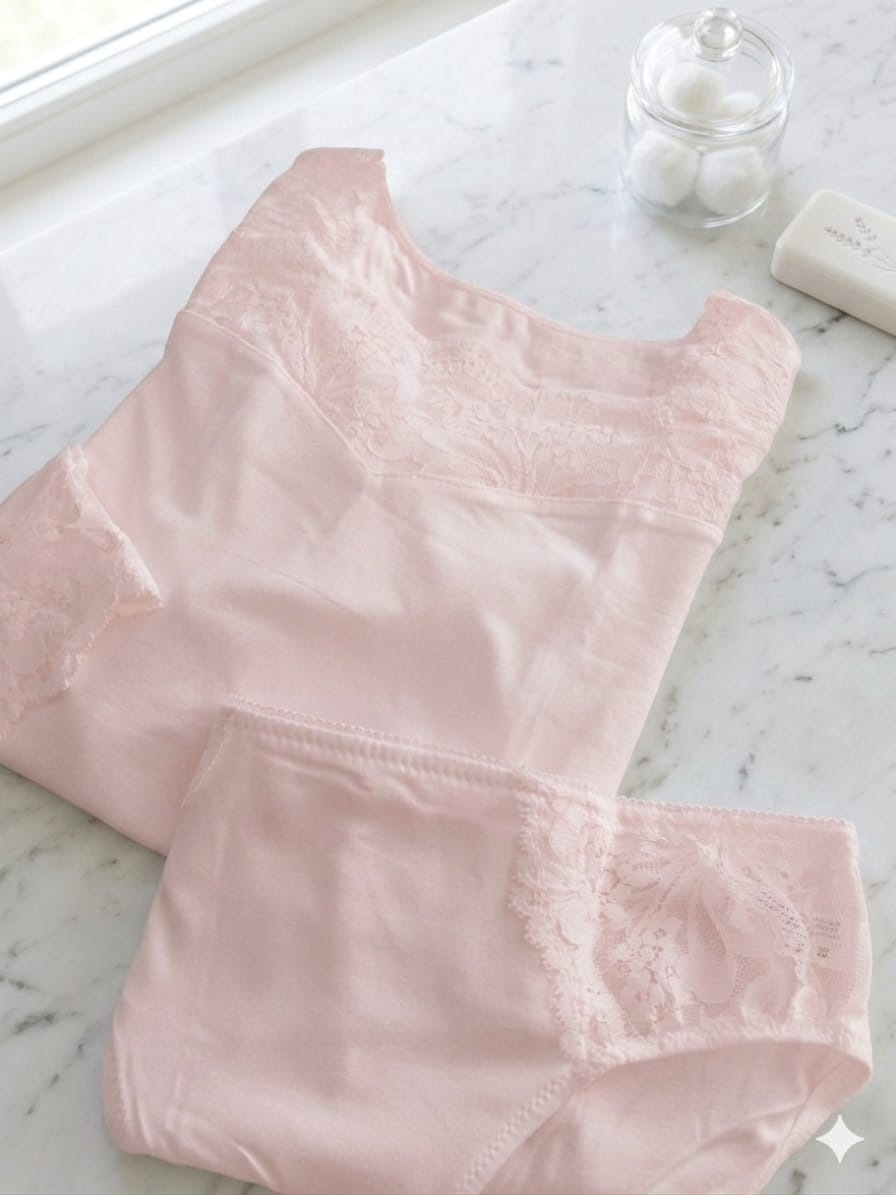 Conjunto camisola interior + bikini rosa — foto 1