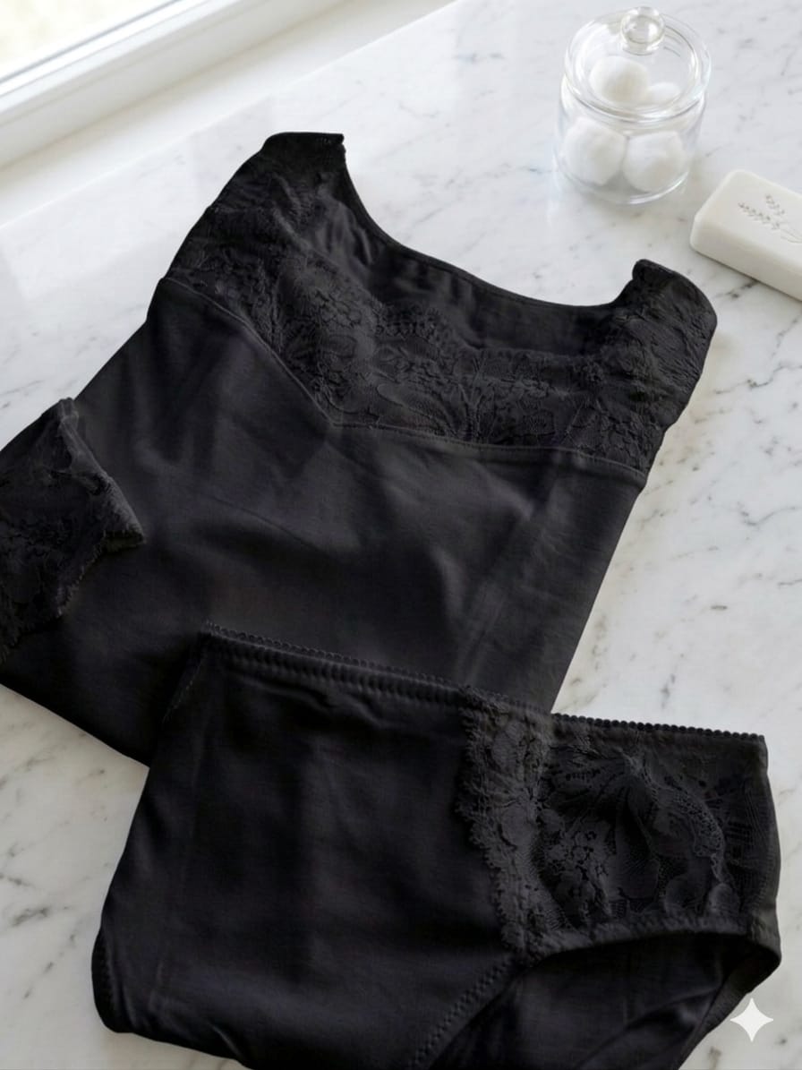 Conjunto camisola interior + bikini preto — foto 1