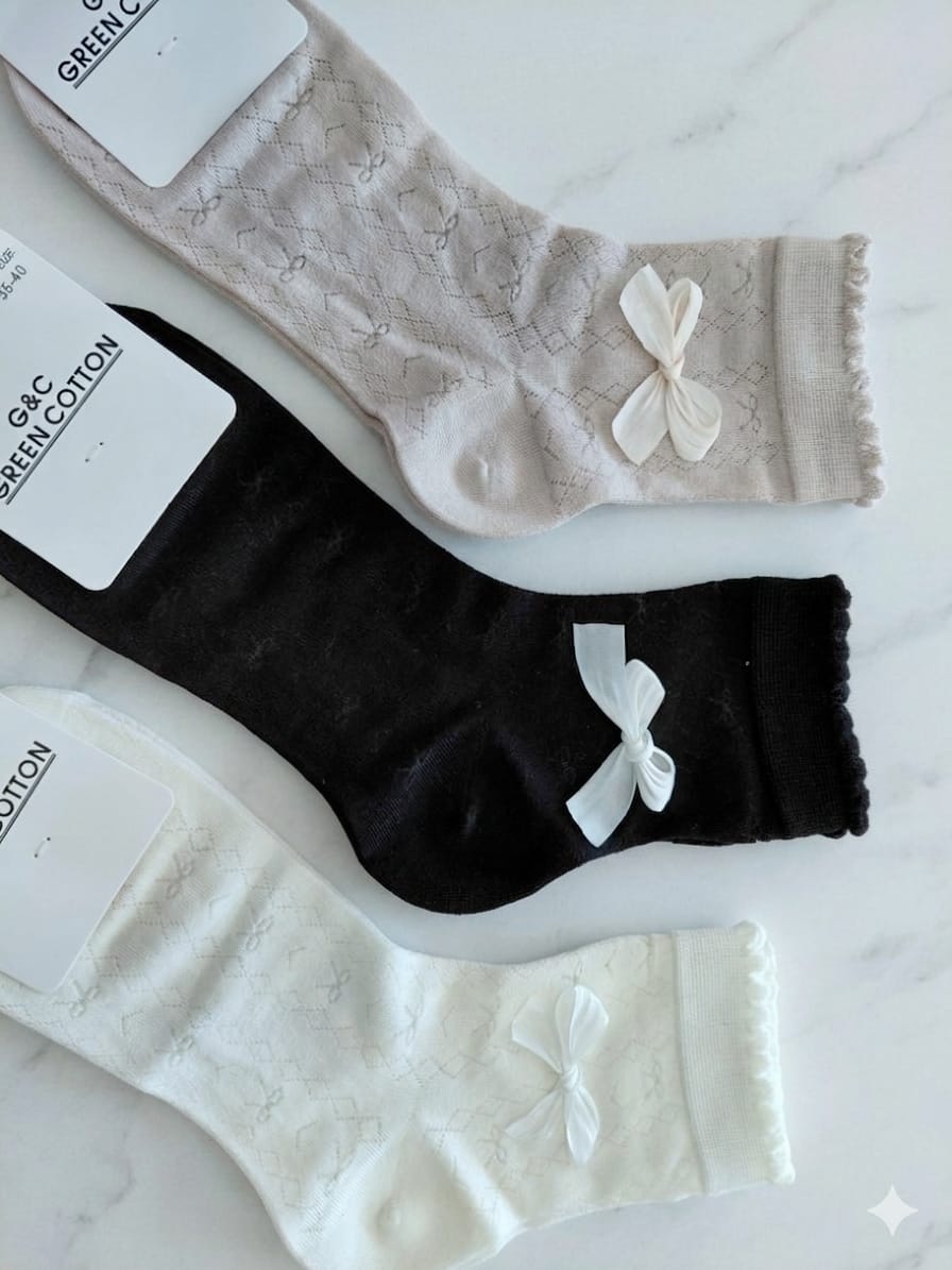 Pack 3 meias com laçinho Pele