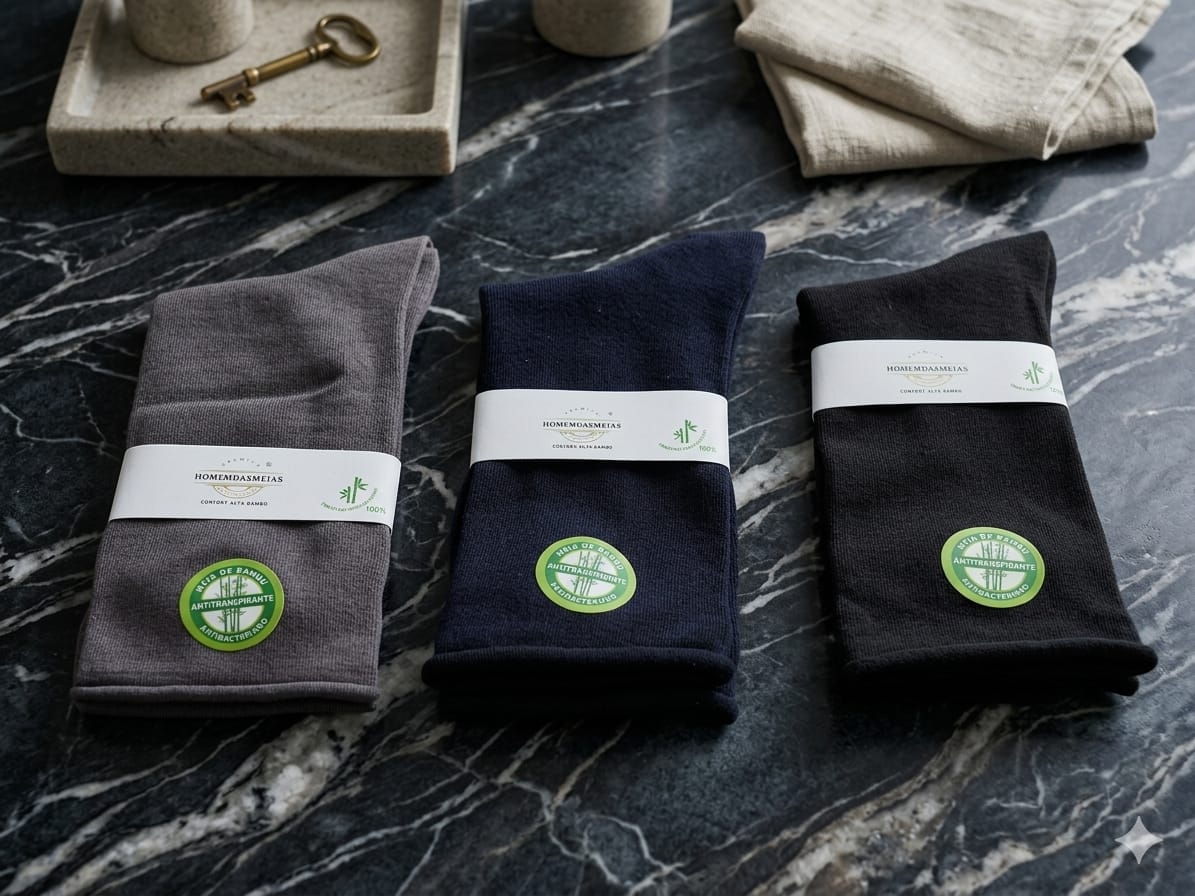 Pack 3 meias homem bambu — foto 1