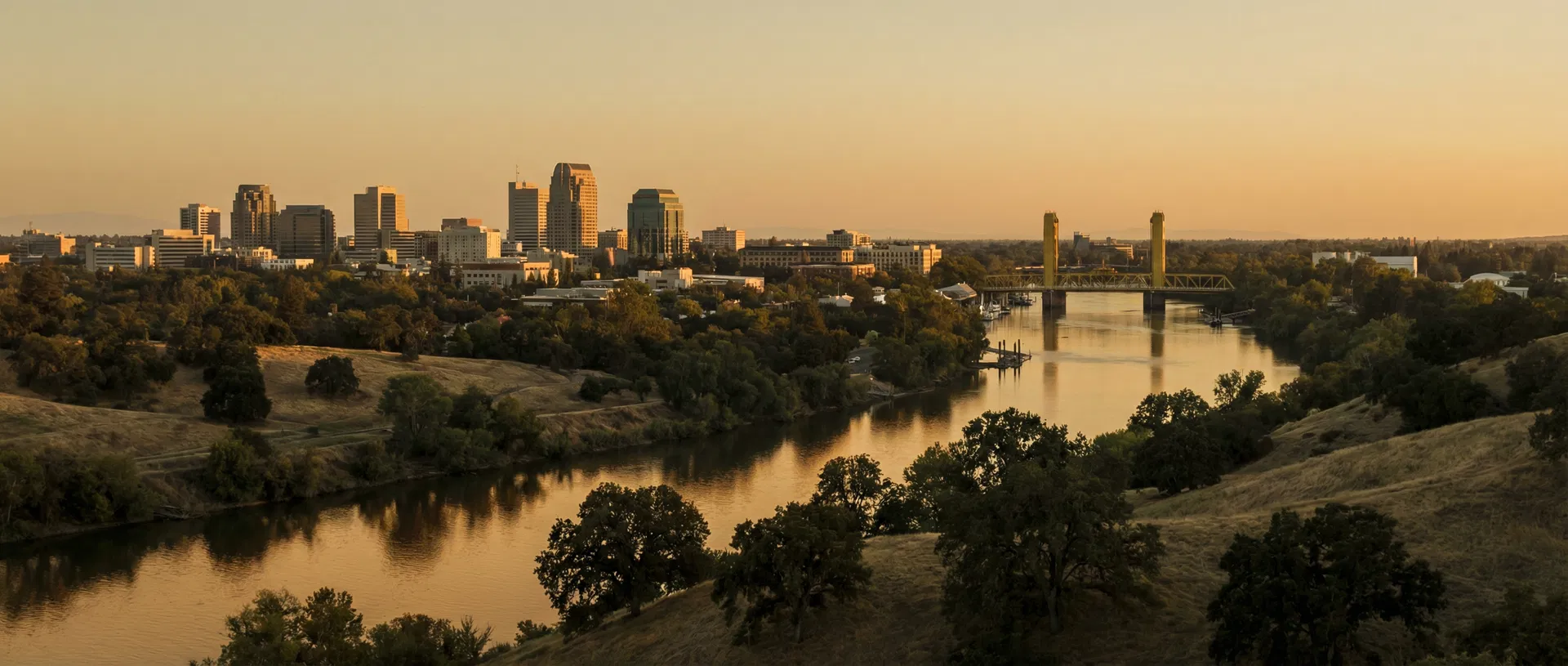 Sacramento skyline at golden hour