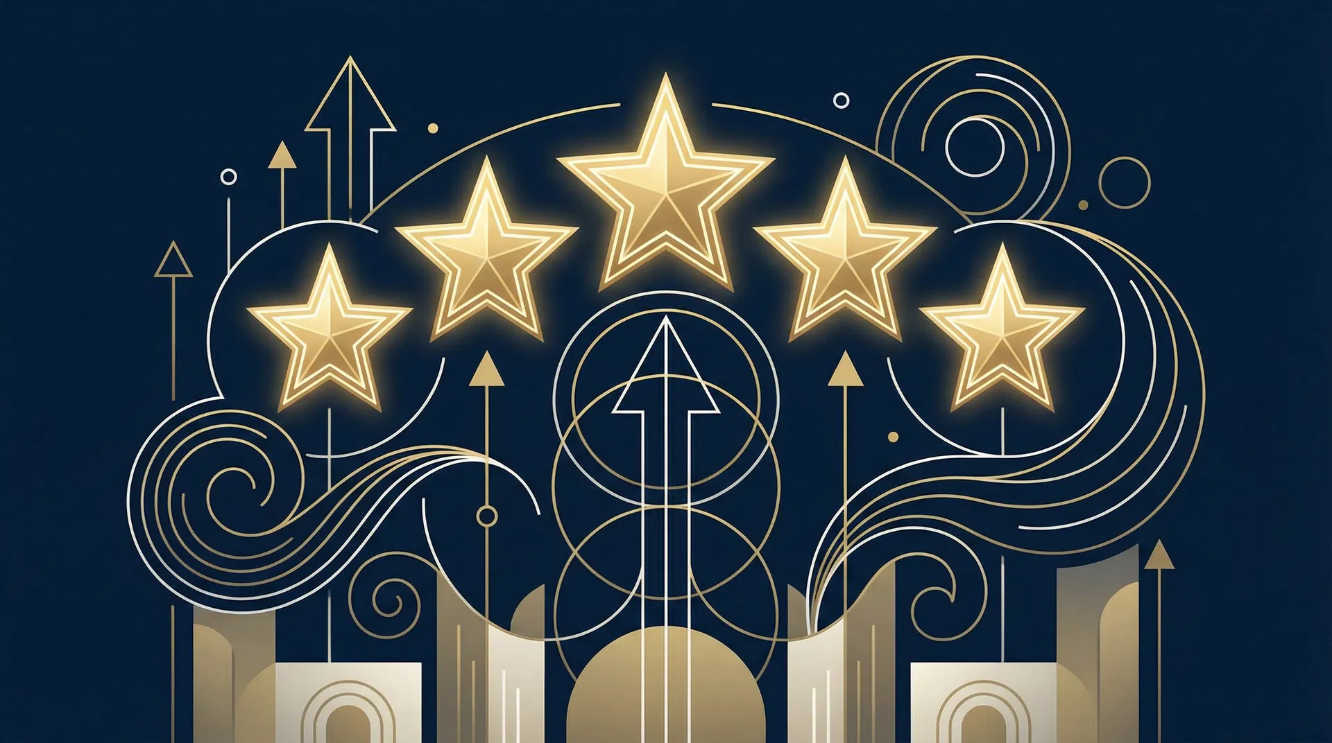 Sarasota business owner smiling while reading 5-star Google reviews on a tablet in a bright, modern Florida service business