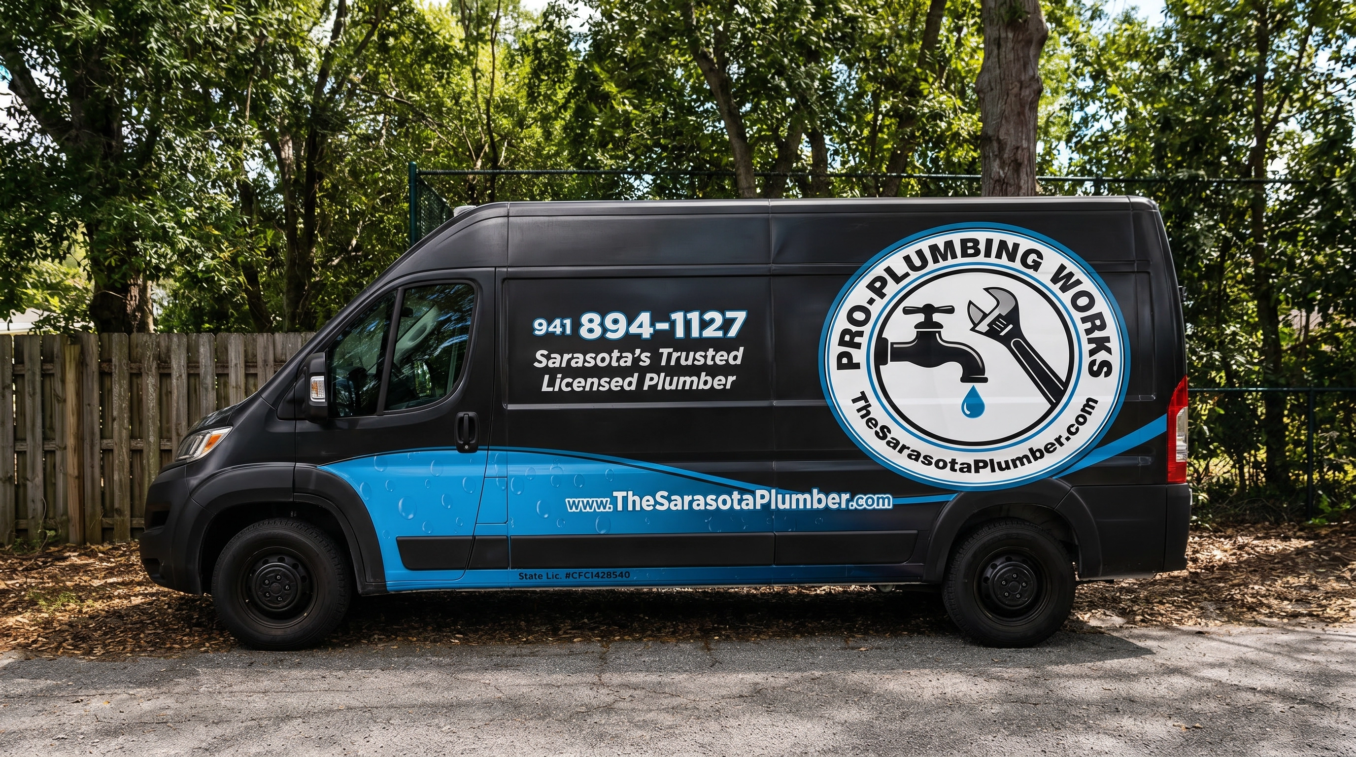 Pro-Plumbing Works service van in Sarasota