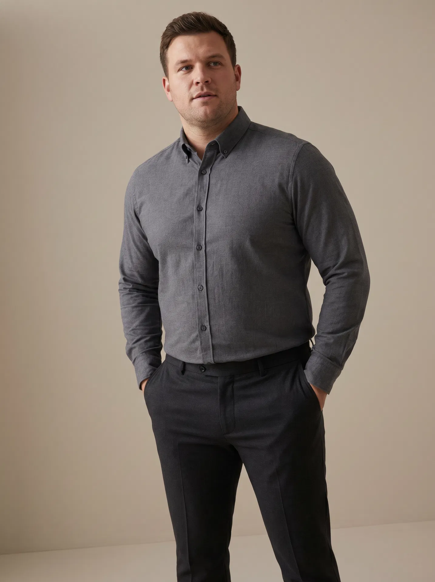 Slate grey tonal, button-down