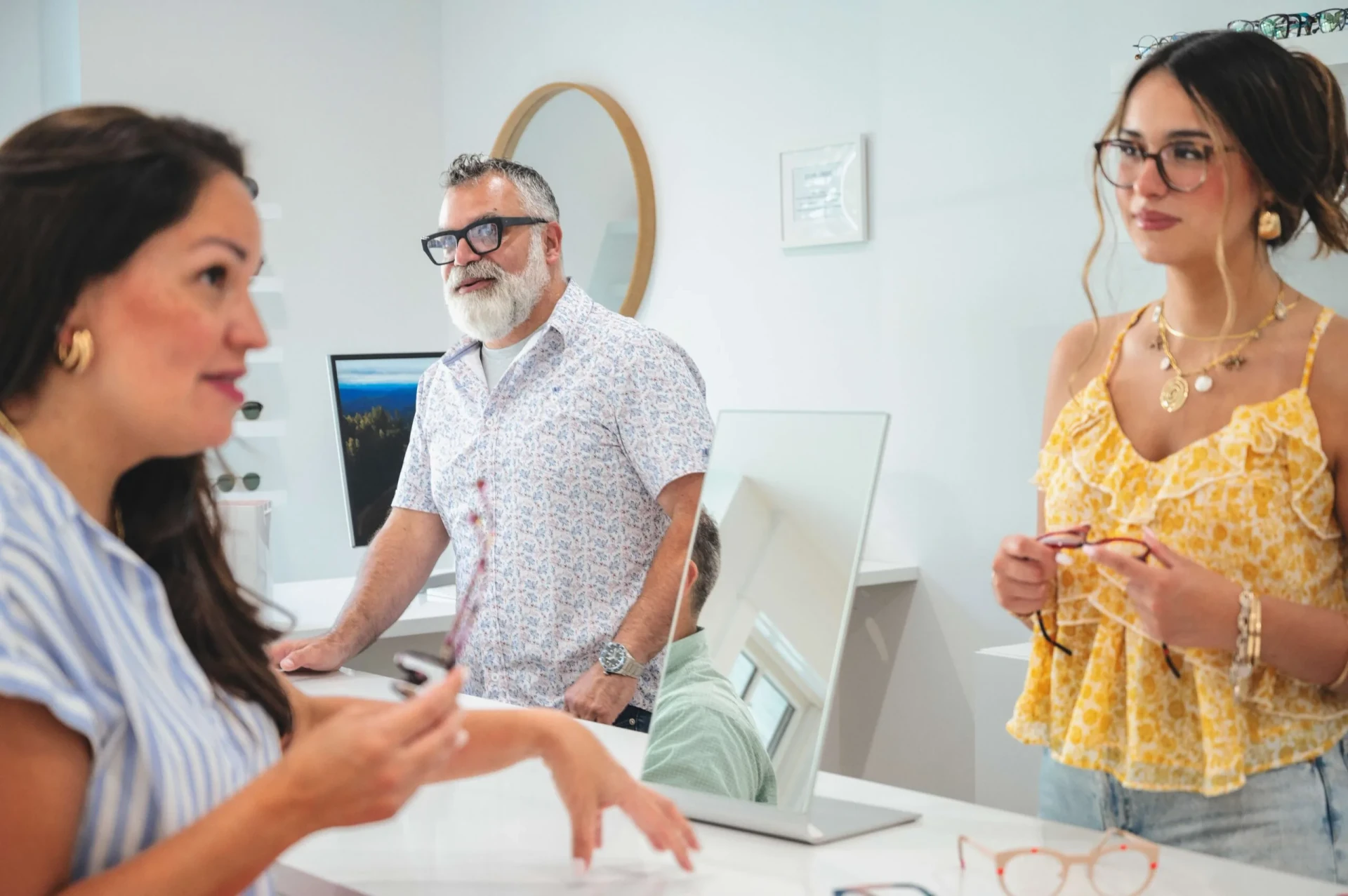 Customer shopping for eyewear