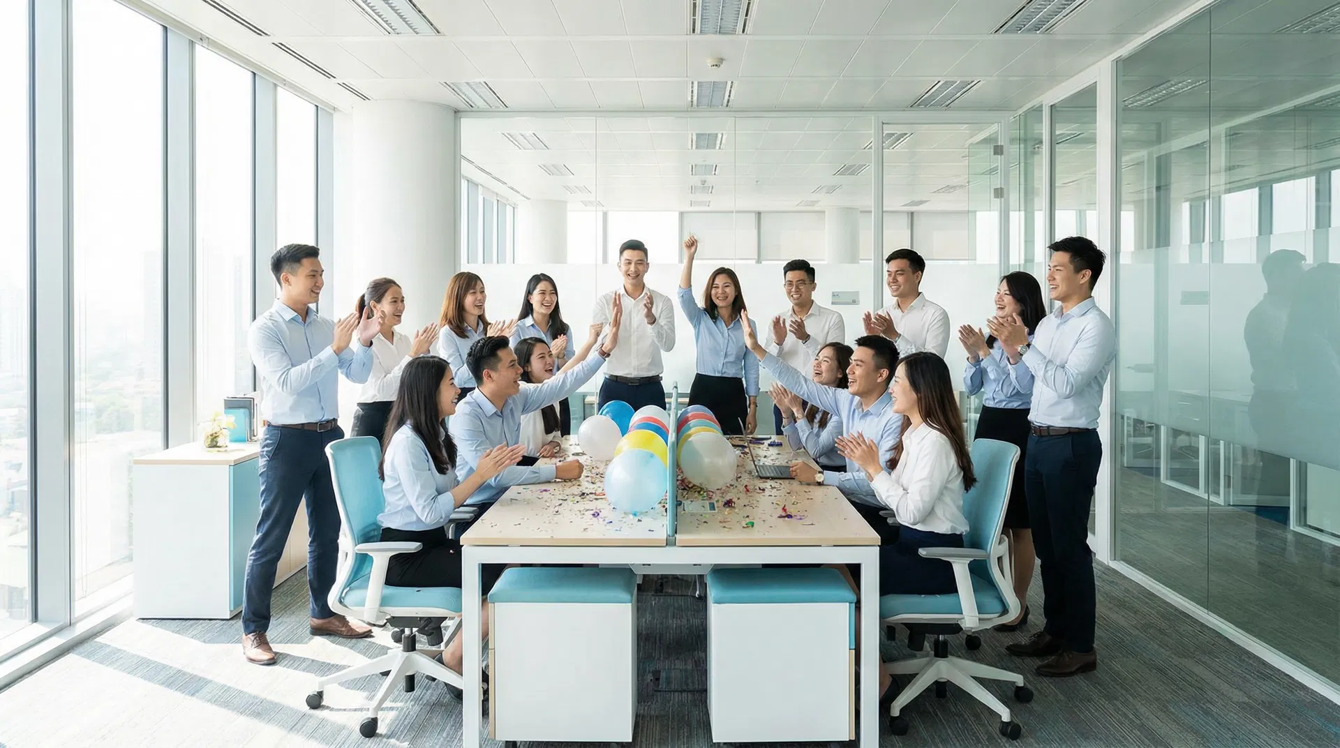 Diverse team of professionals in a modern UK workplace