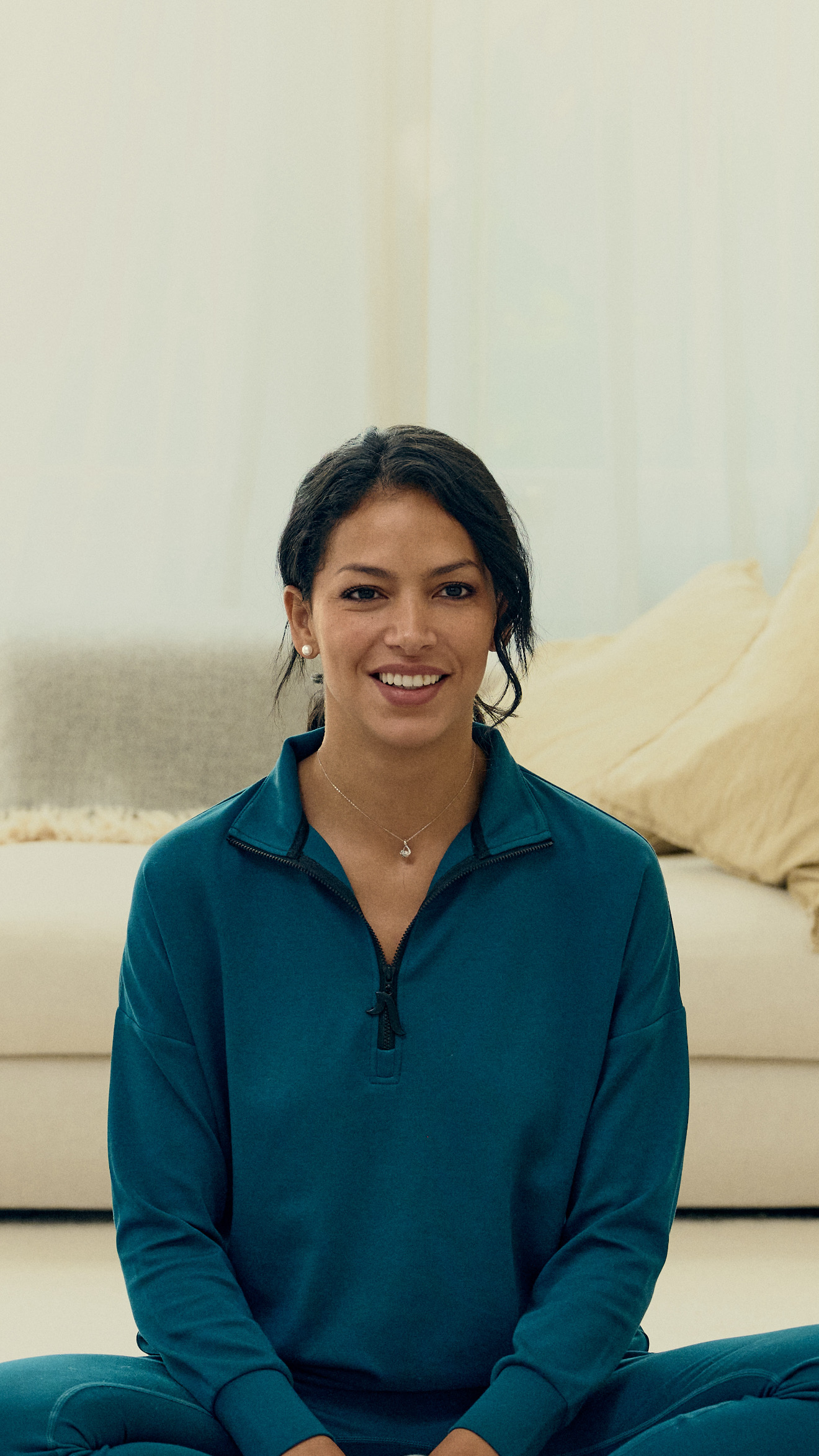 Ocean Blue Teal Quarter Zip - Lifestyle Portrait