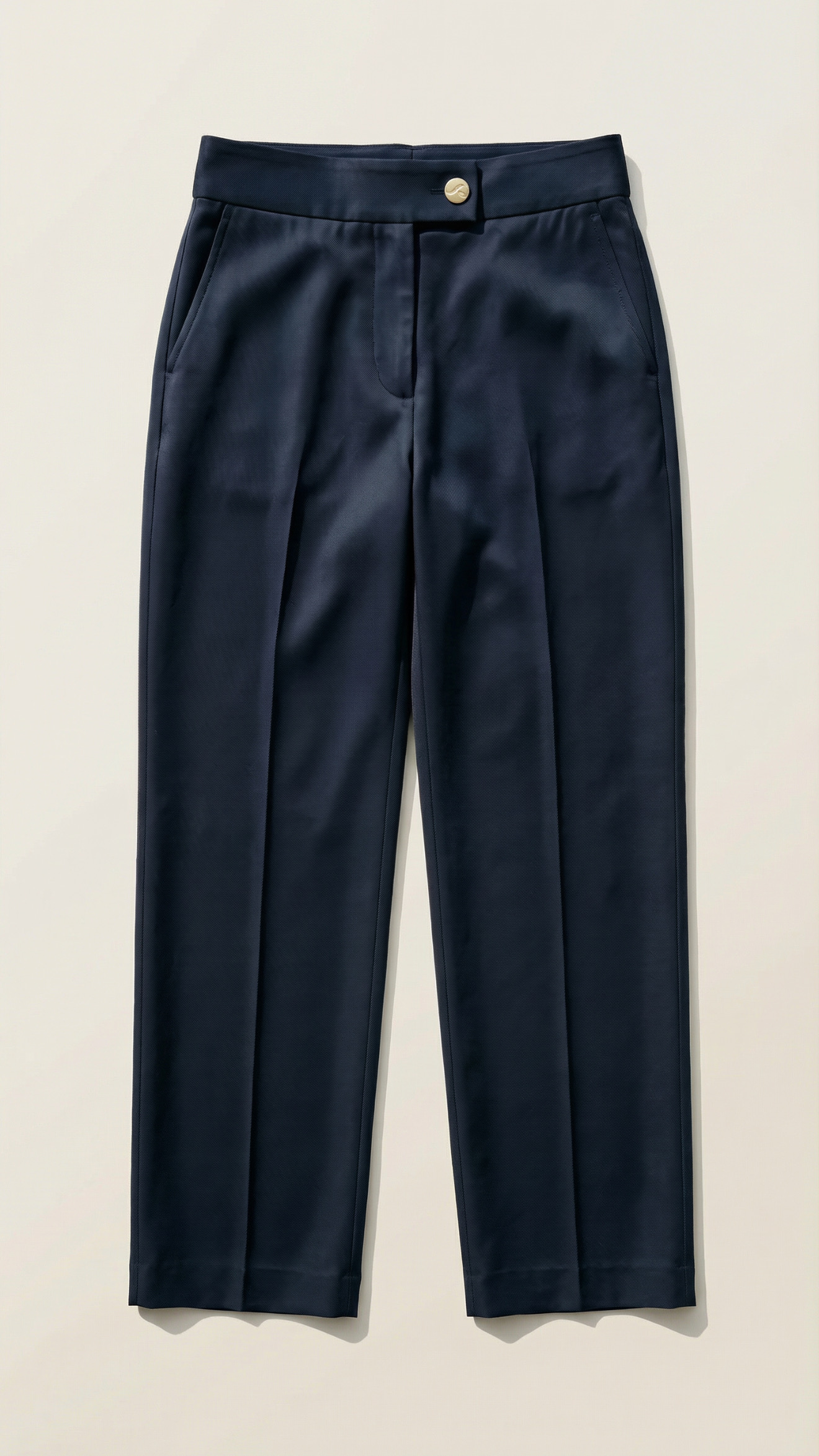 Soft Power Trousers - Navy Blue - Flat Lay Front View