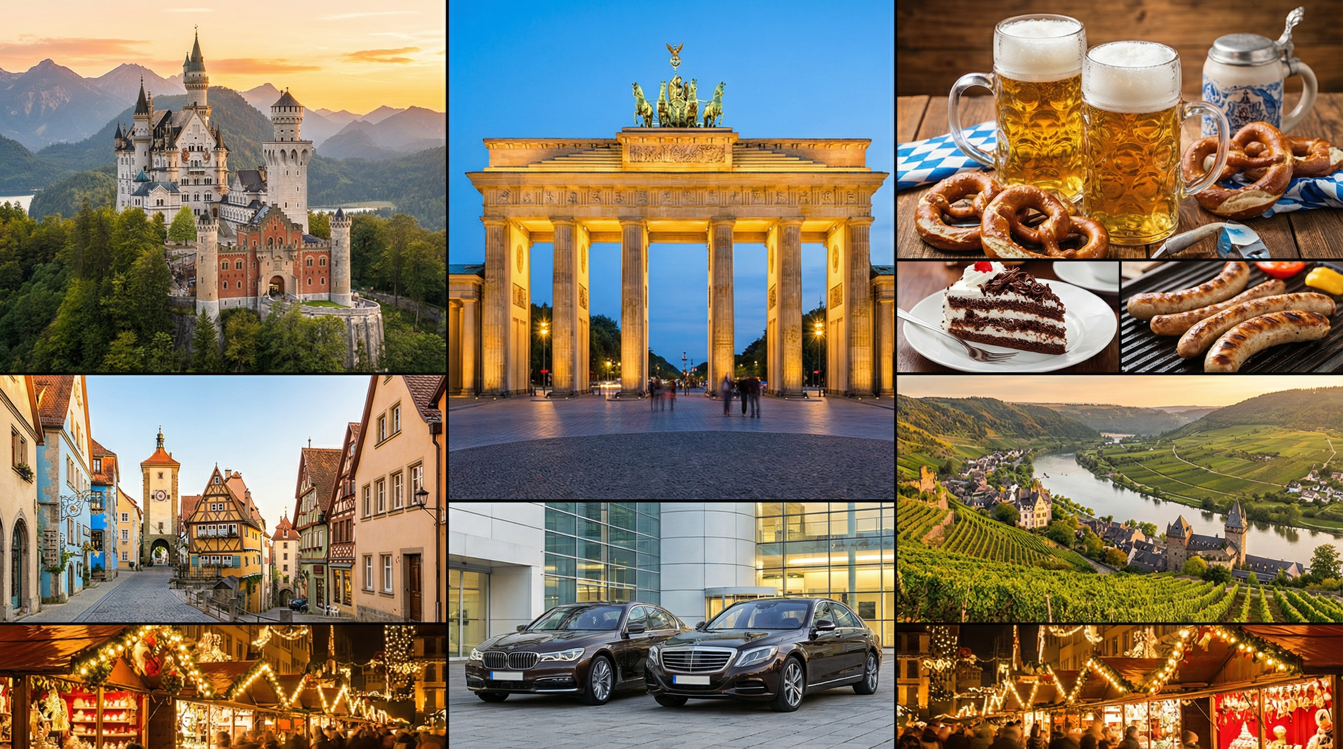 Cultural showcase of Germany featuring landmarks, cuisine, and traditions