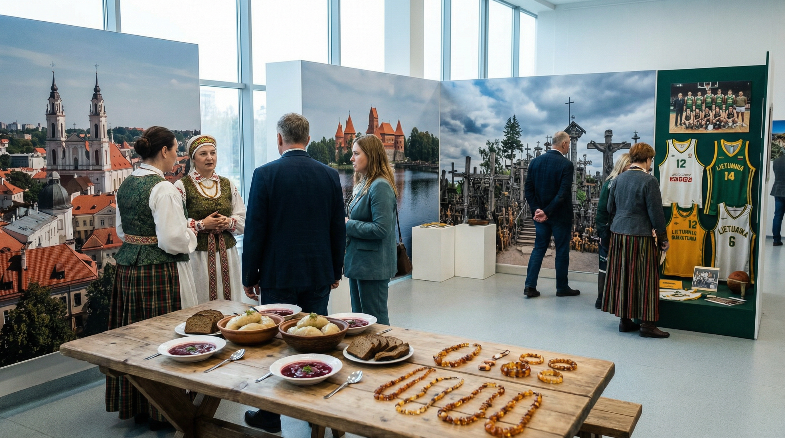 Cultural showcase of Lithuania featuring landmarks, cuisine, and traditions