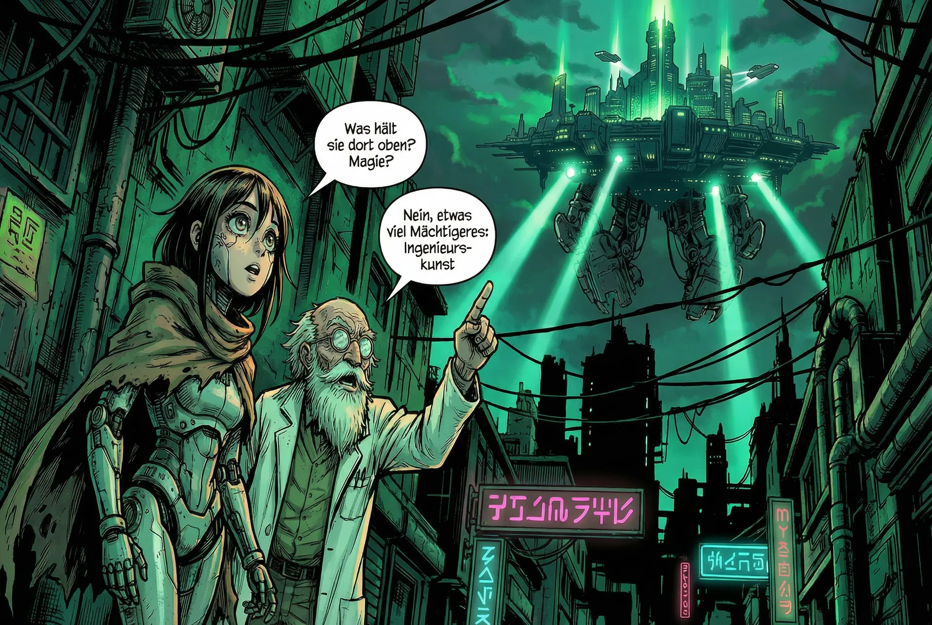 Comic Art Szene: Was hält sie dort oben? Magie? – Nein, etwas viel Mächtigeres: Ingenieurskunst.