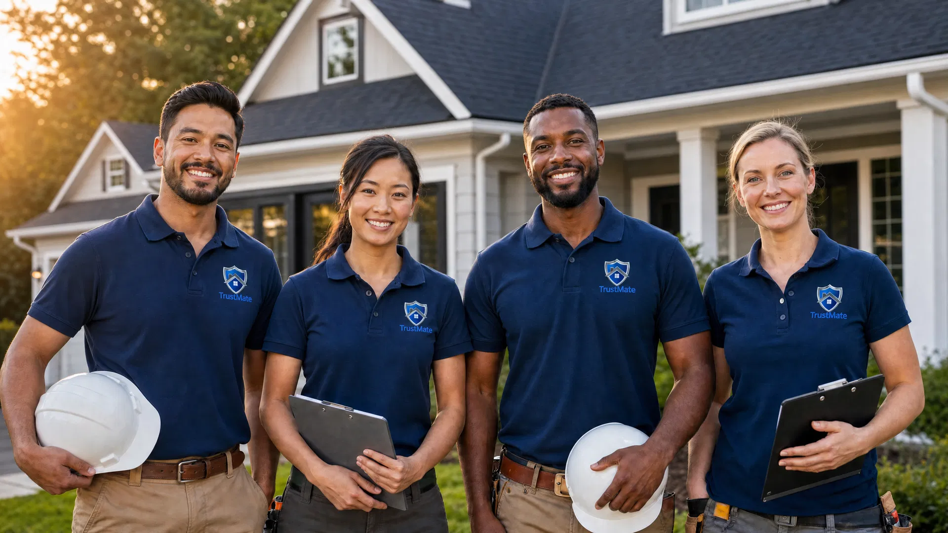 TrustMate professional team in branded uniforms