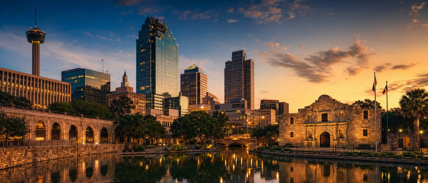 San Antonio skyline at golden hour