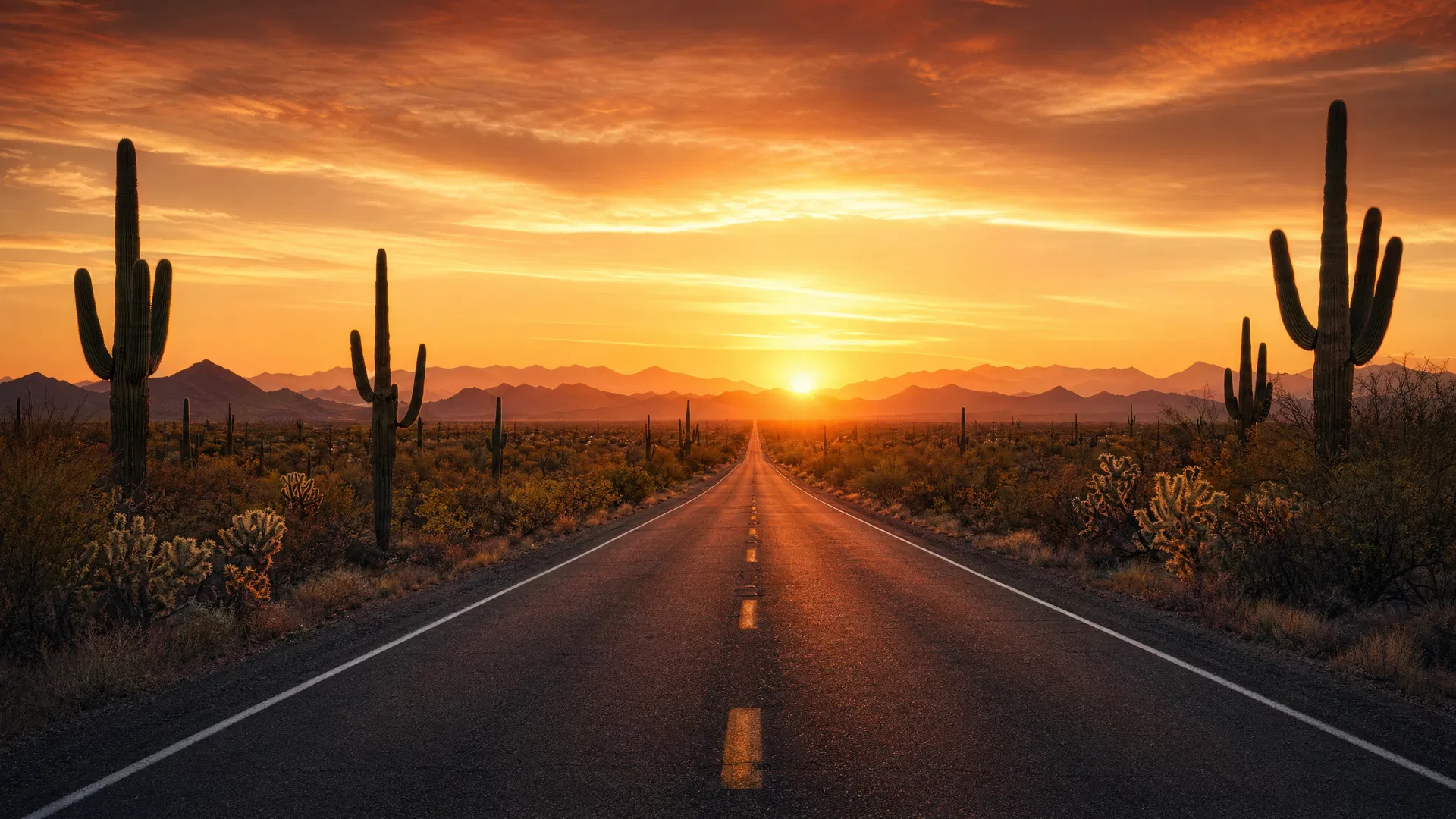 Desert road stretching toward the horizon