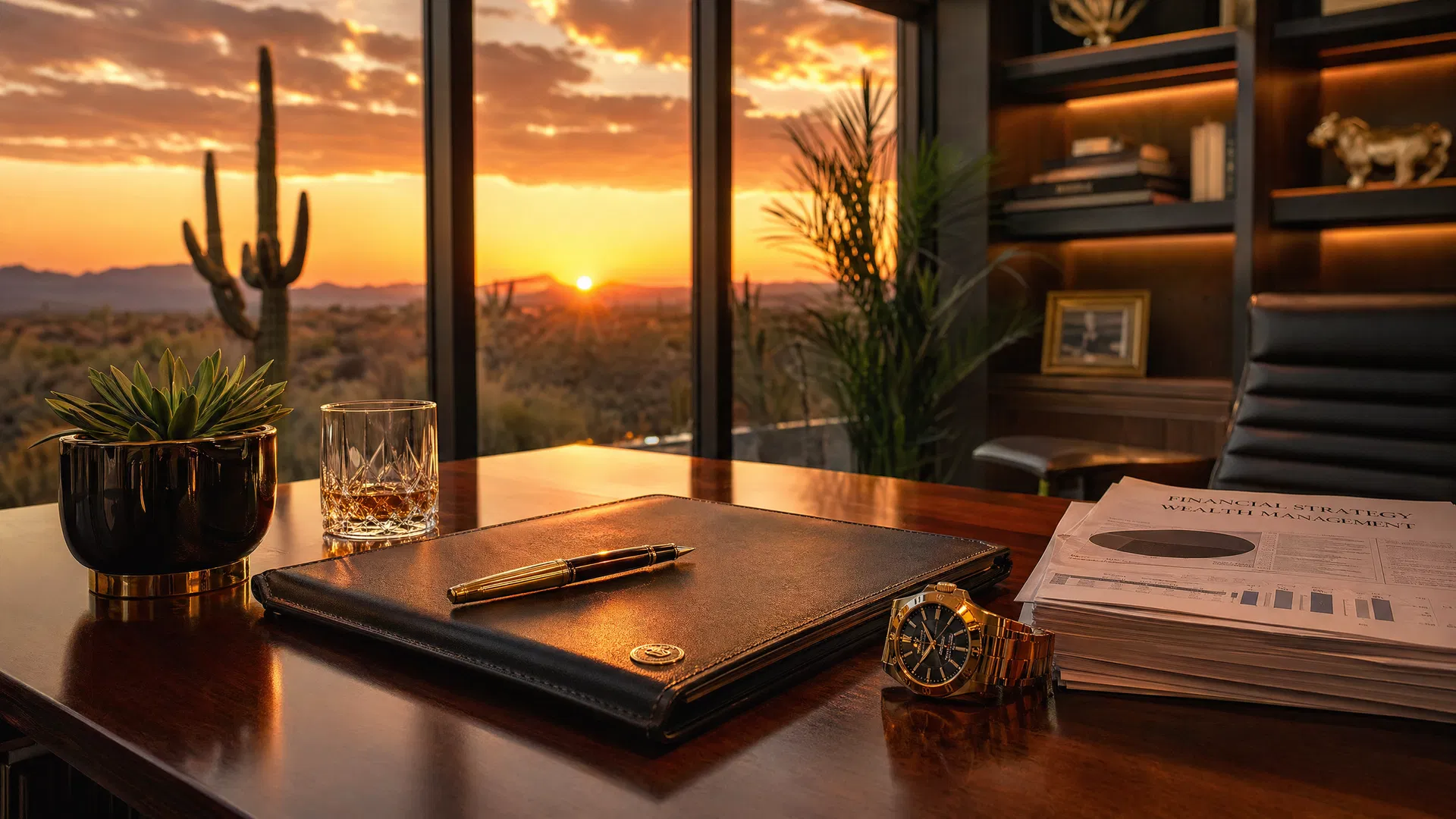 Luxury office with Arizona sunset