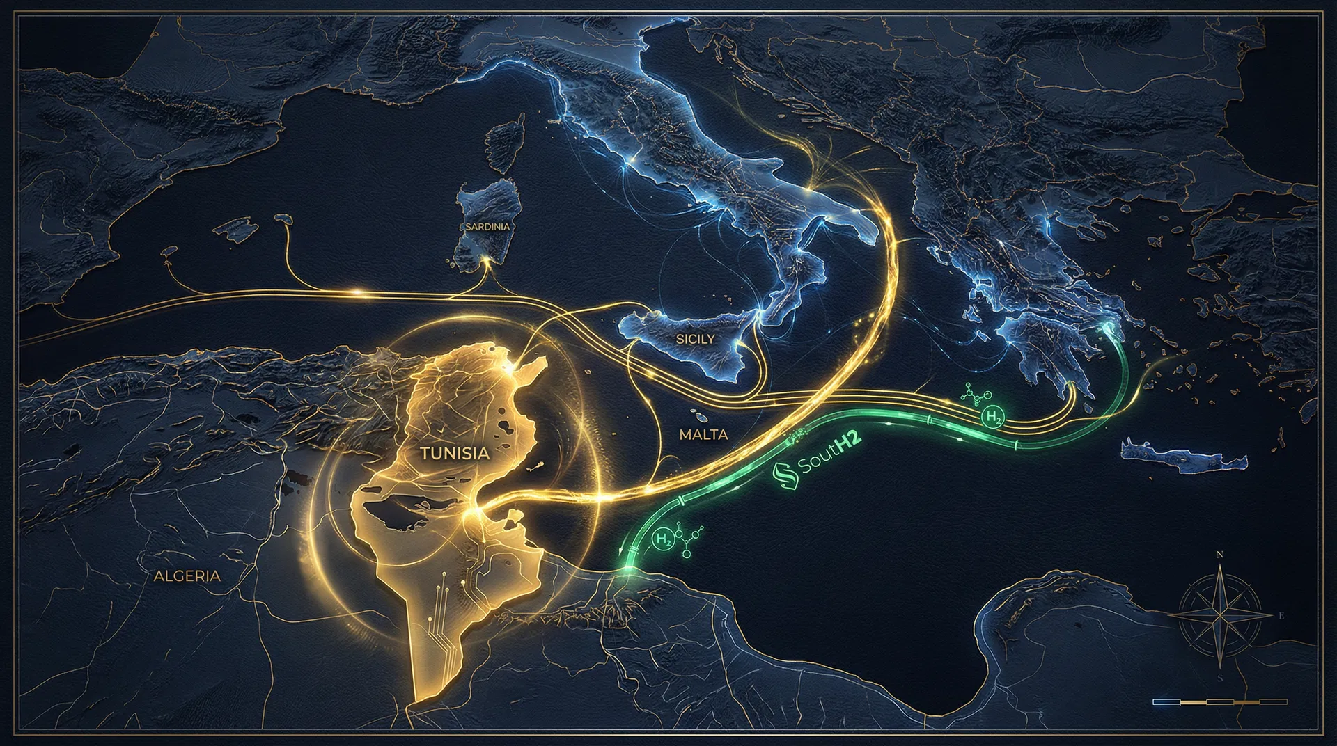 Tunisia to Europe energy corridors