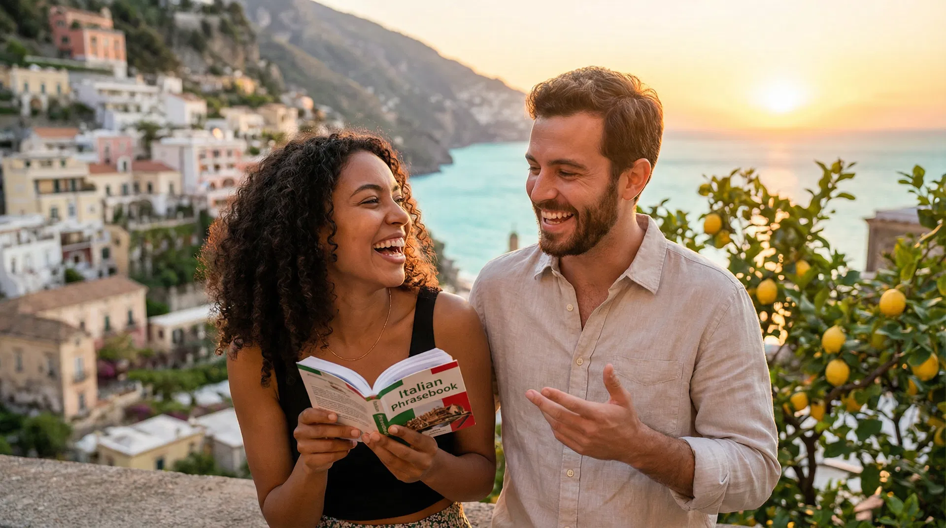 Couple learning Italian on the Amalfi Coast