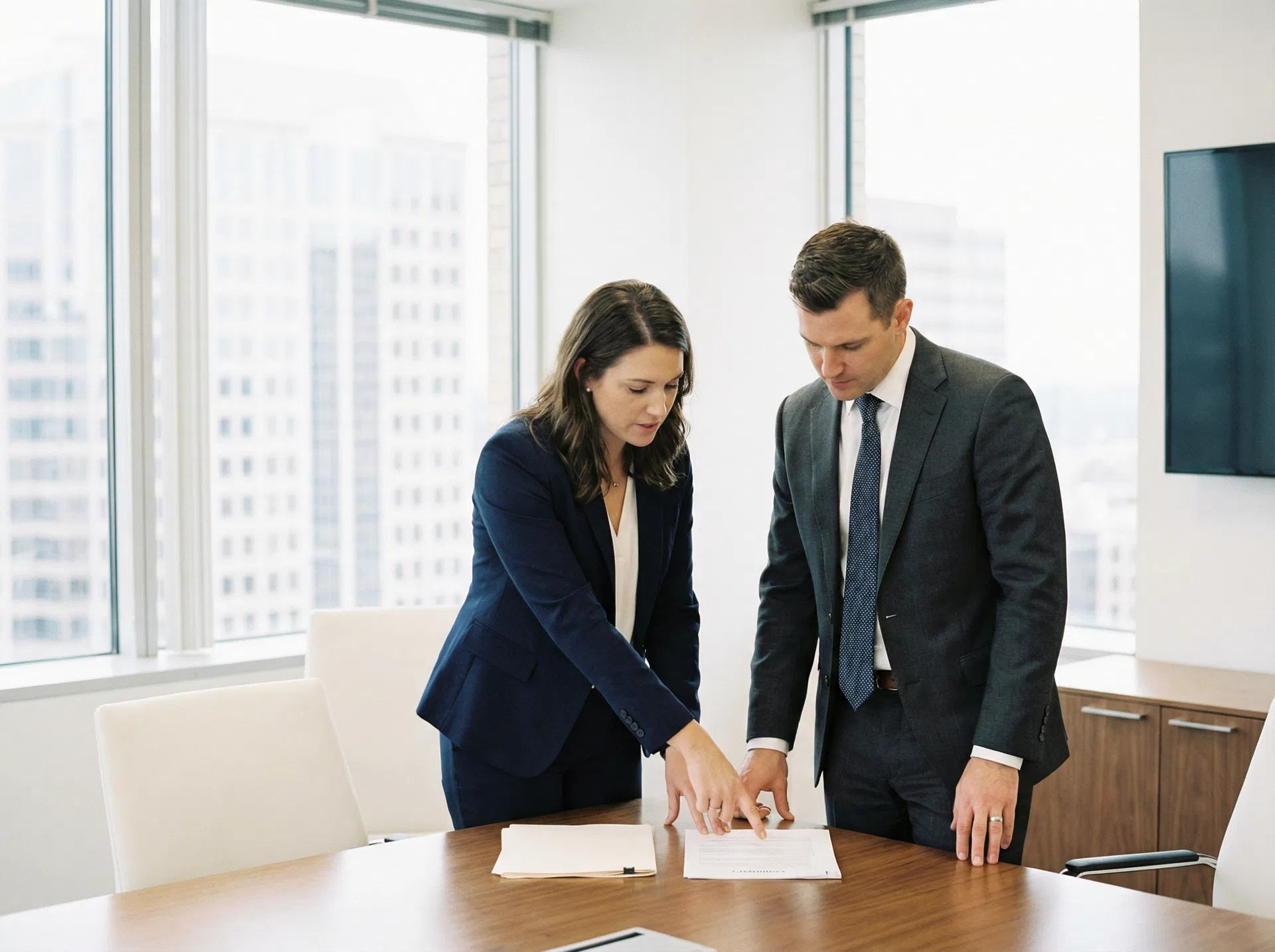 Attorneys reviewing a contract