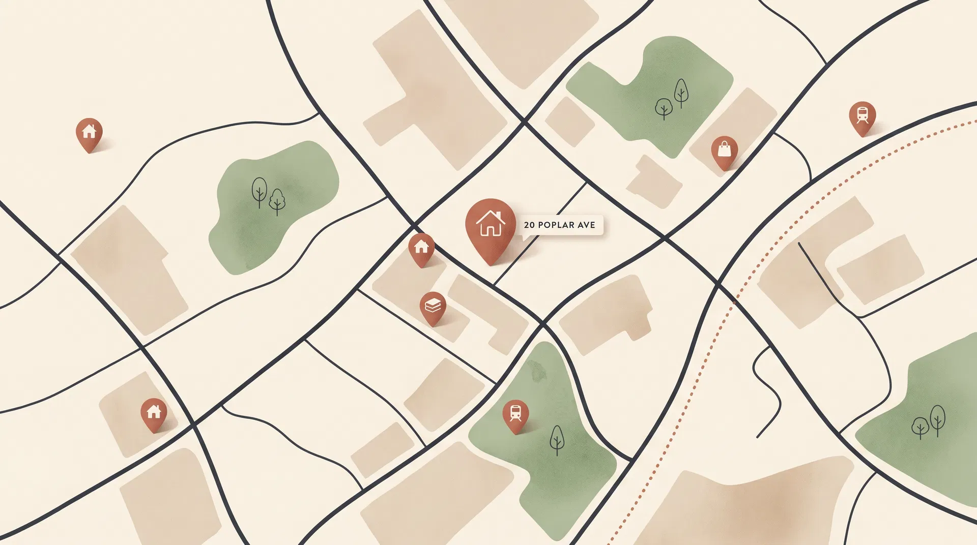 Editorial neighborhood map illustration
