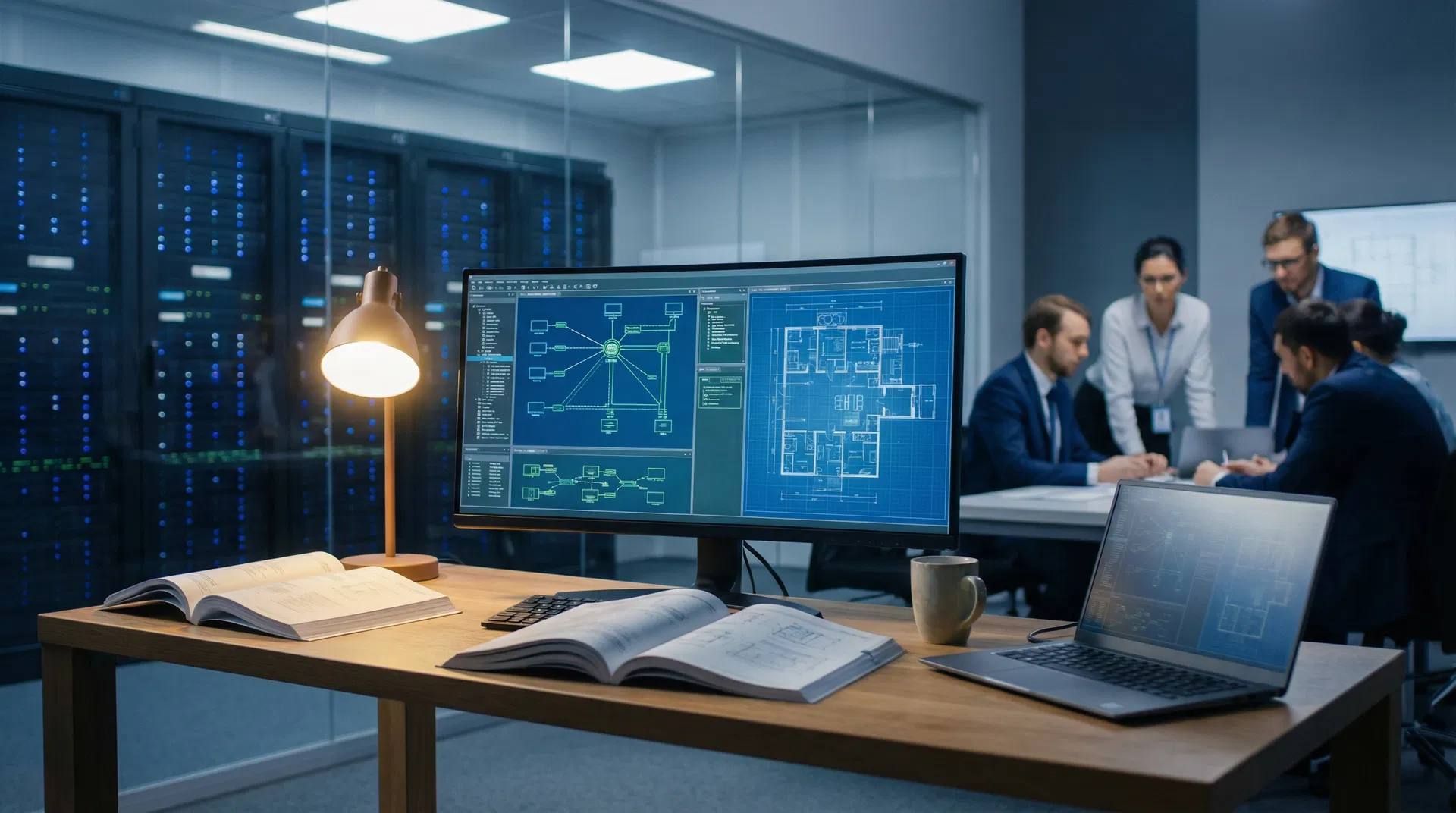 IT consulting team working on network infrastructure