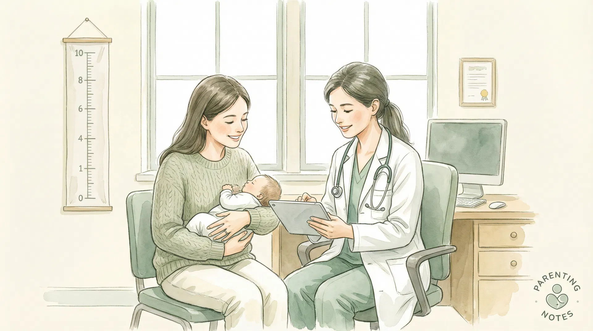 Mother consulting with a pediatrician about her baby growth