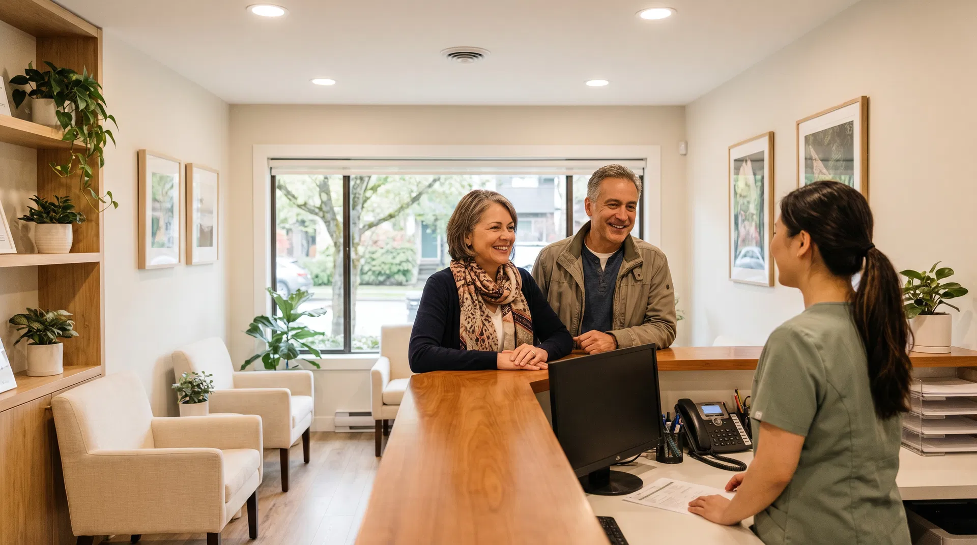 Welcoming dental clinic reception at Oakridge Park Dental in Vancouver