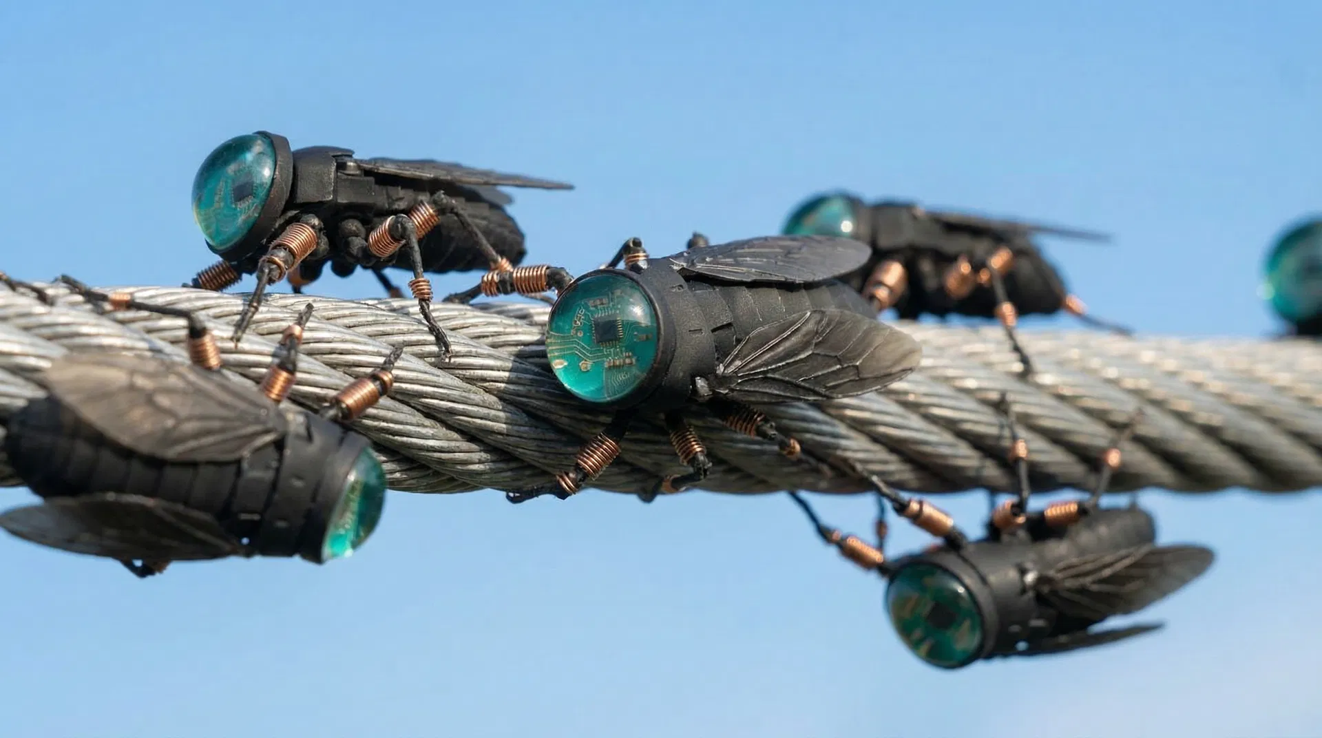 Daytime — LOKIs invisible on power lines over a normal neighborhood