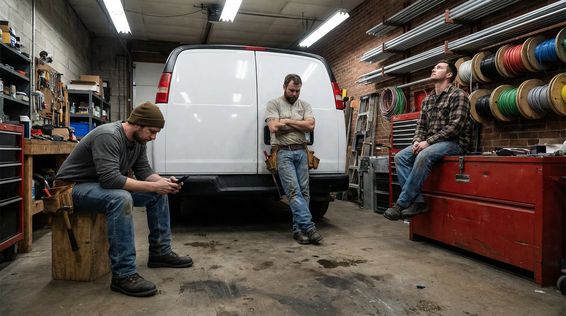 Idle electrician crew