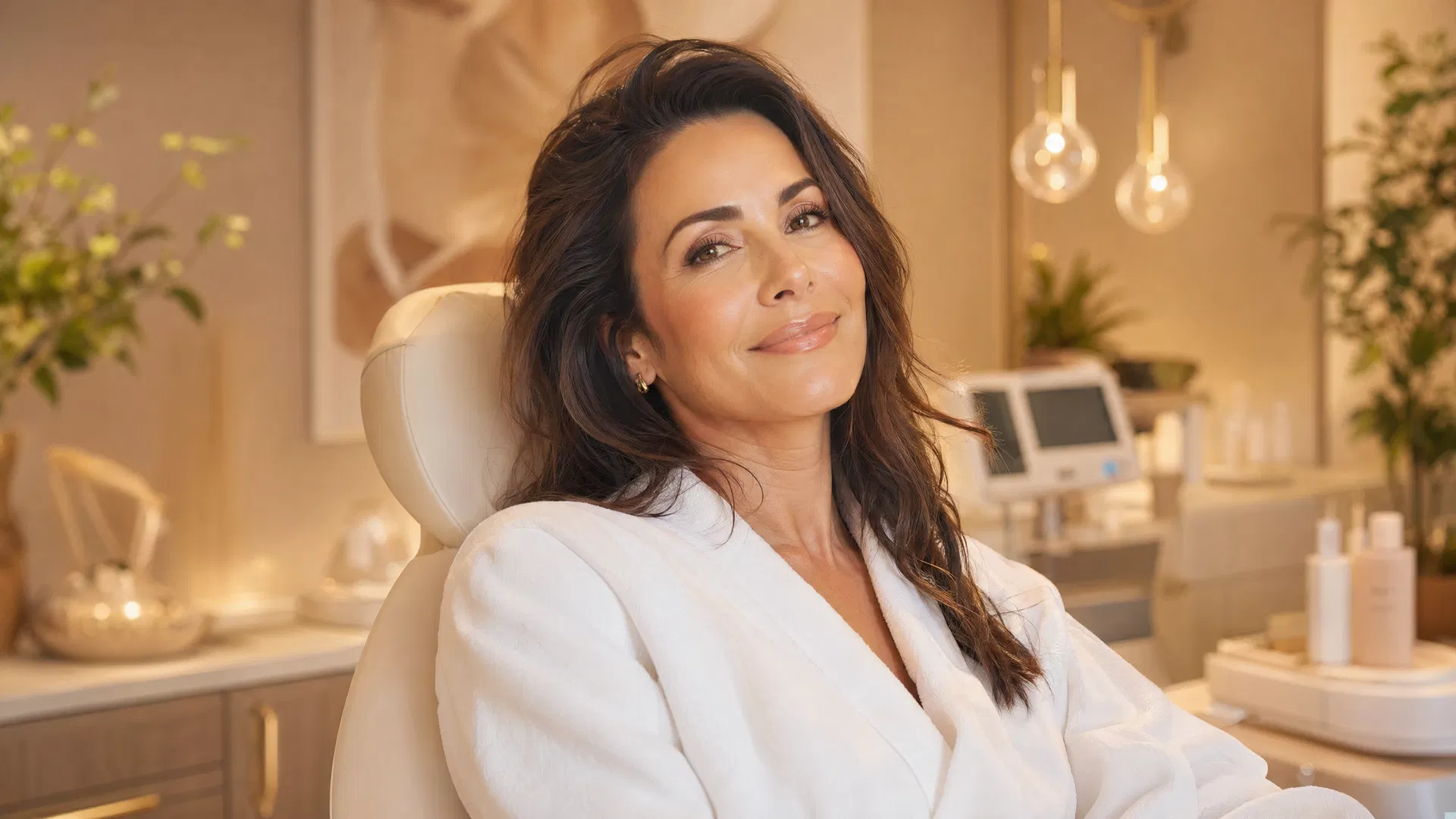Confident woman relaxing in a luxurious medspa treatment chair at CleverChick Aesthetics & Wellness in Westlake, Ohio