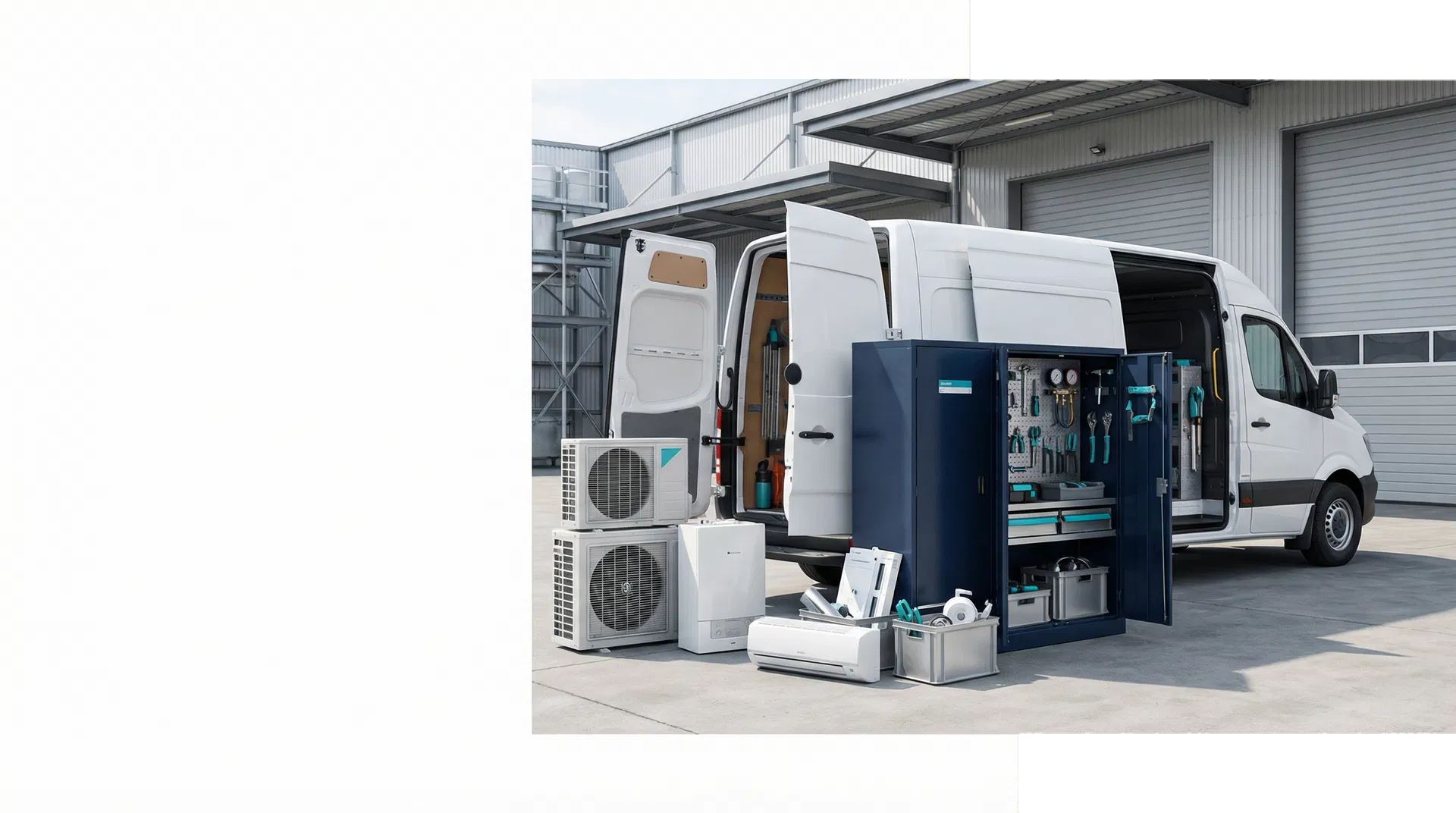 Mersin merkezli özel servis saha organizasyonunu temsil eden servis aracı ve ekipman düzeni