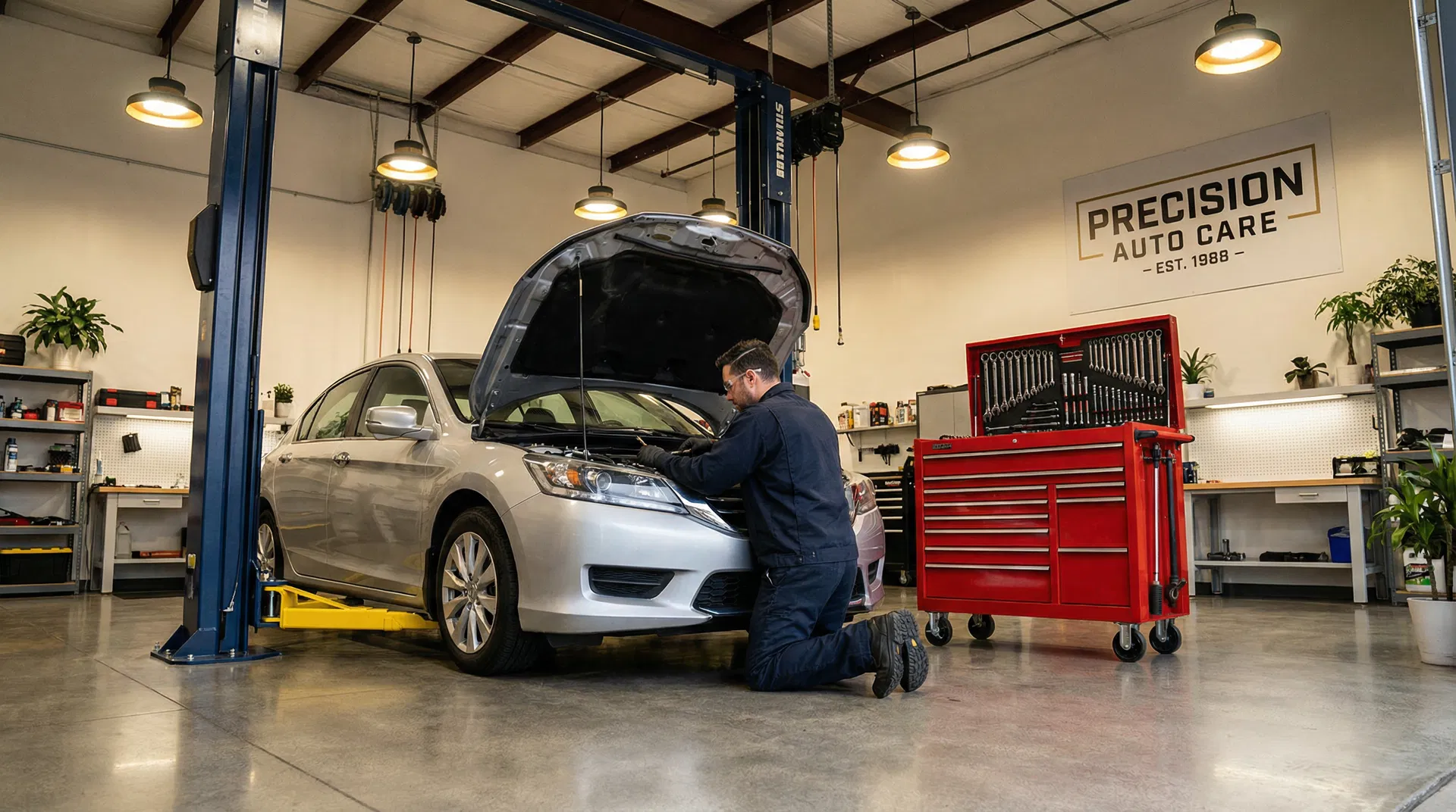Greg's Garage - Professional auto repair shop interior