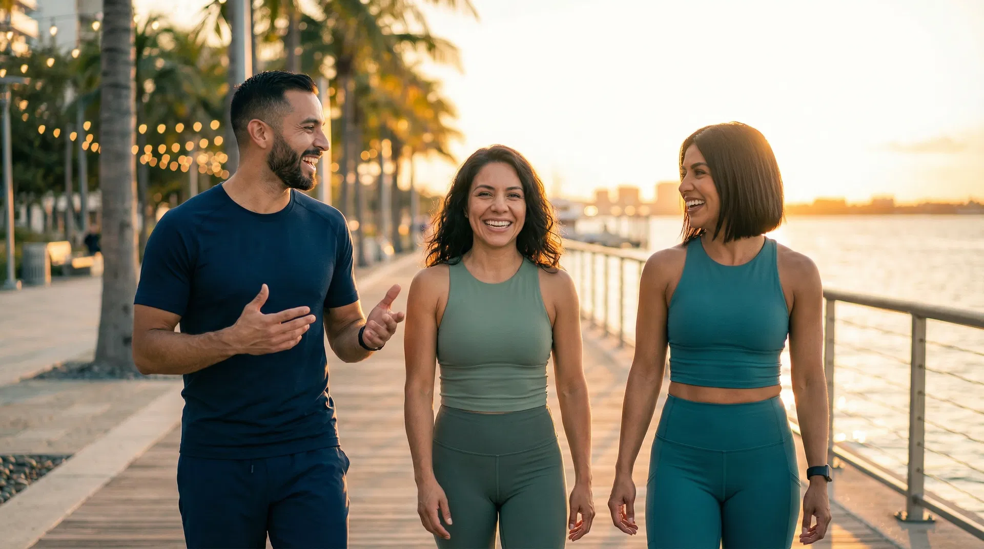 Hispanic community members enjoying a healthy lifestyle together