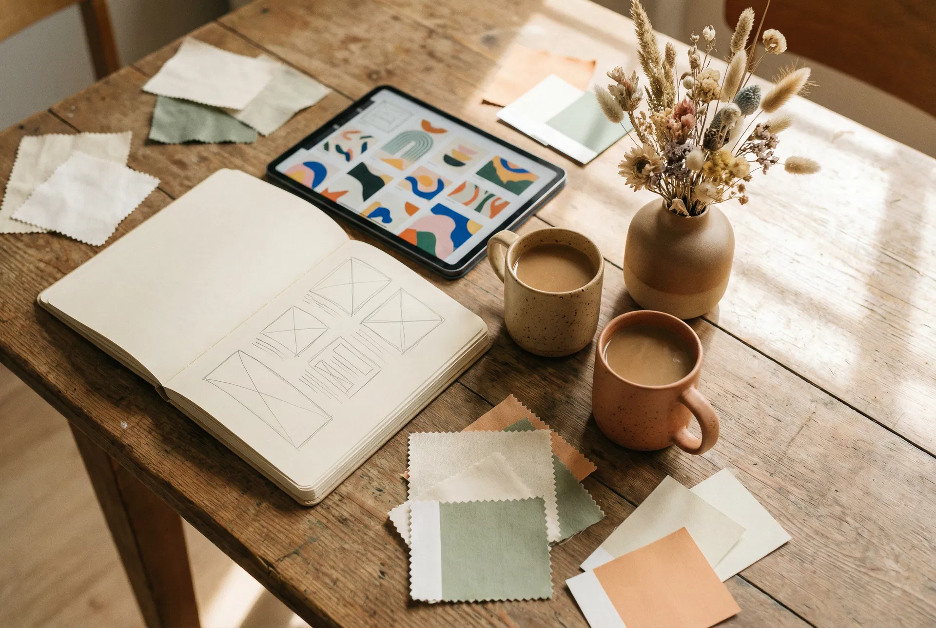 Notebook and planner on a creative workspace