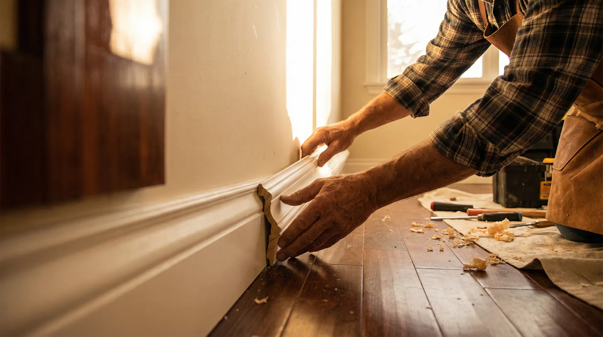 Craftsman installing finish trim