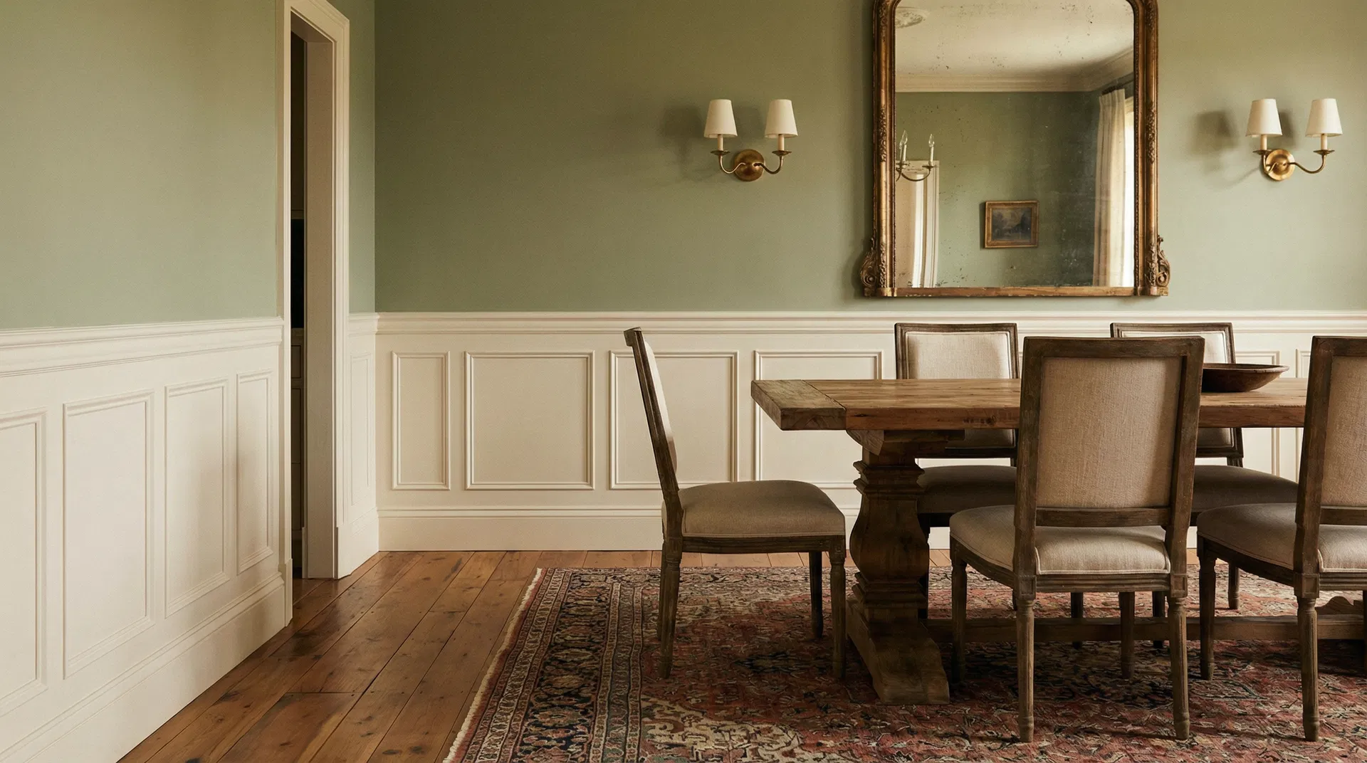 Wainscoting in a dining room