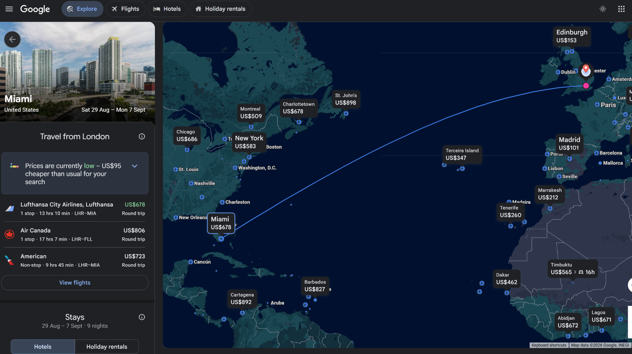 google flights explore