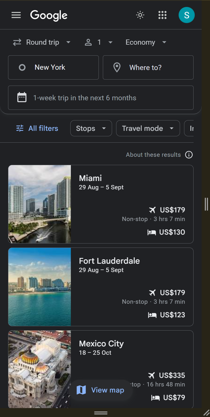 google flights explore